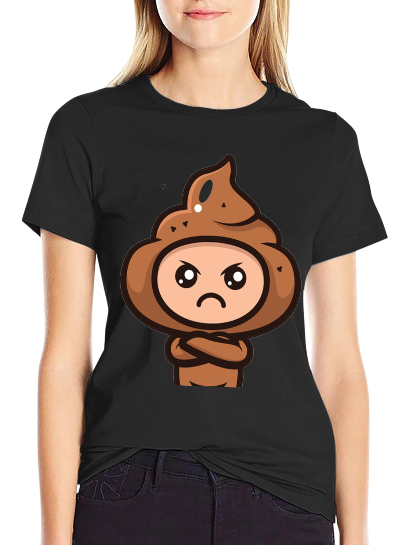 Funny Poop Emoji Graphic Black T-Shirt
