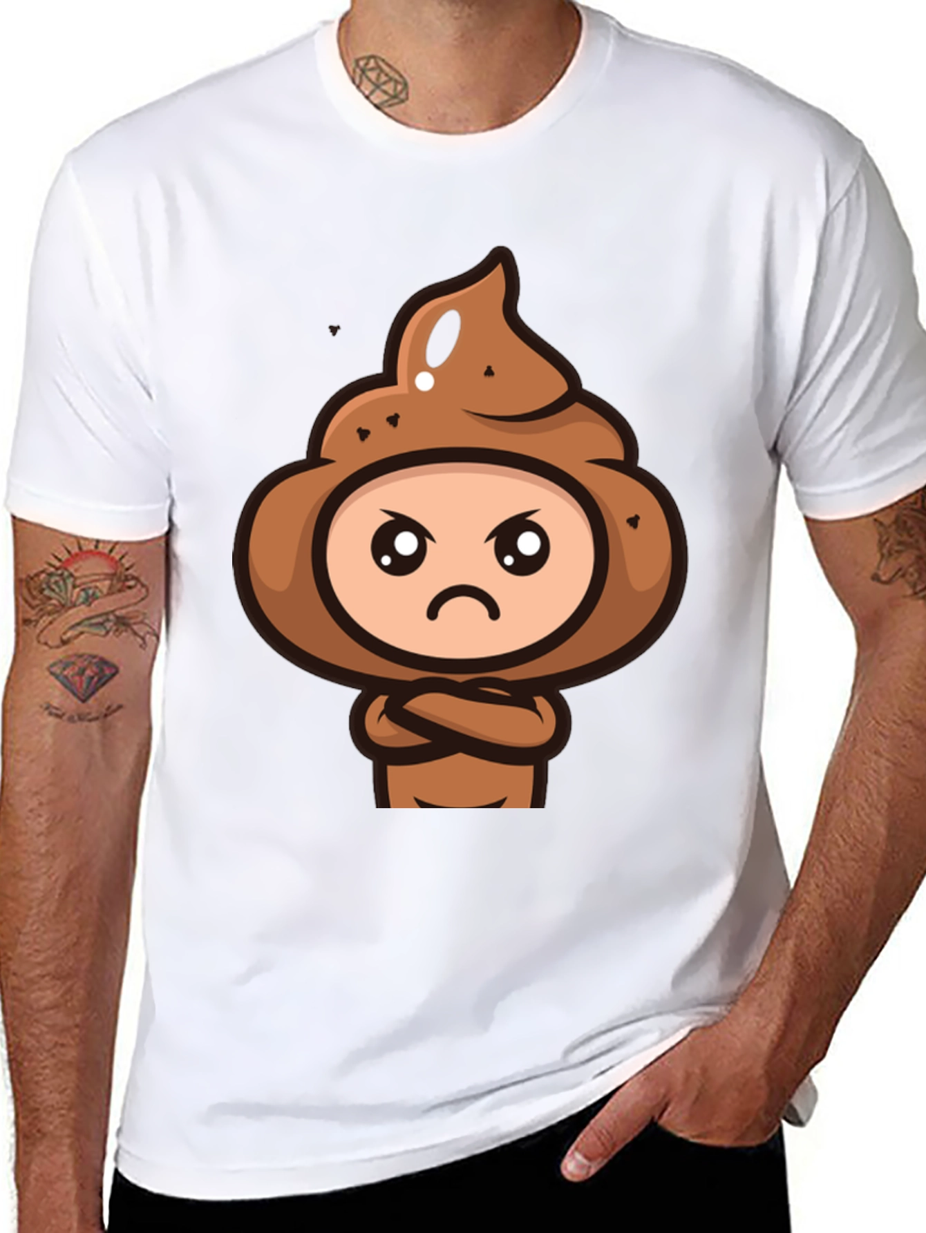 Funny Poop Emoji Graphic Black T-Shirt