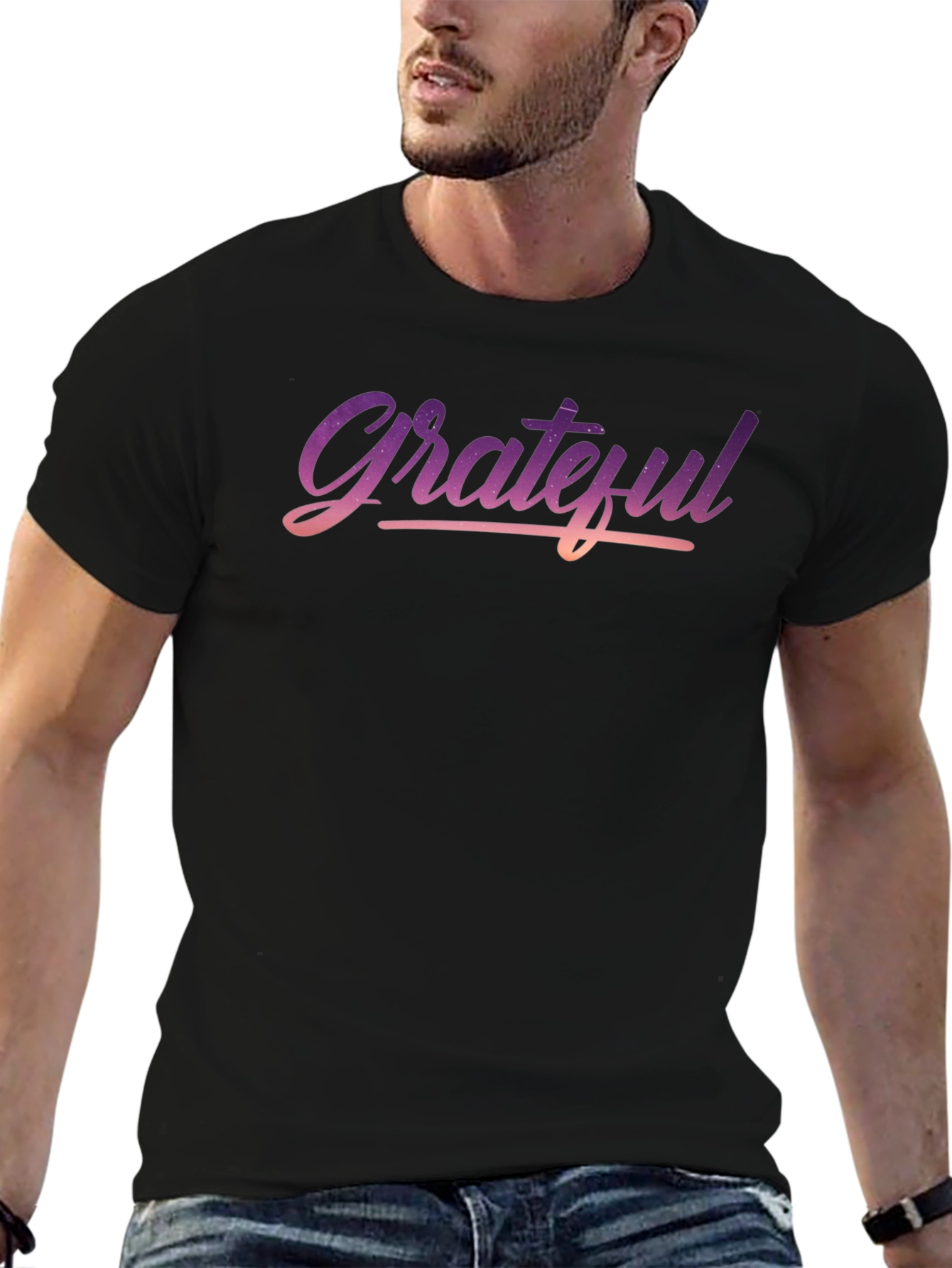 Grateful Graphic Print Black T-Shirt