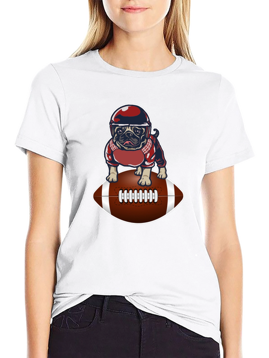 Football Pug Graphic T-Shirt