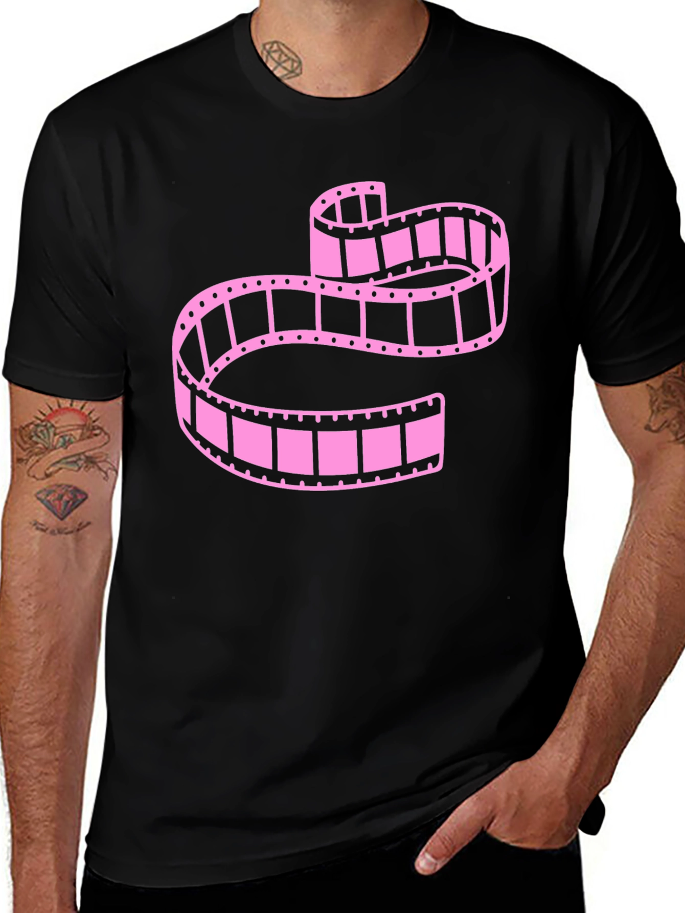 Pink Film Reel Graphic Tee - Retro Style