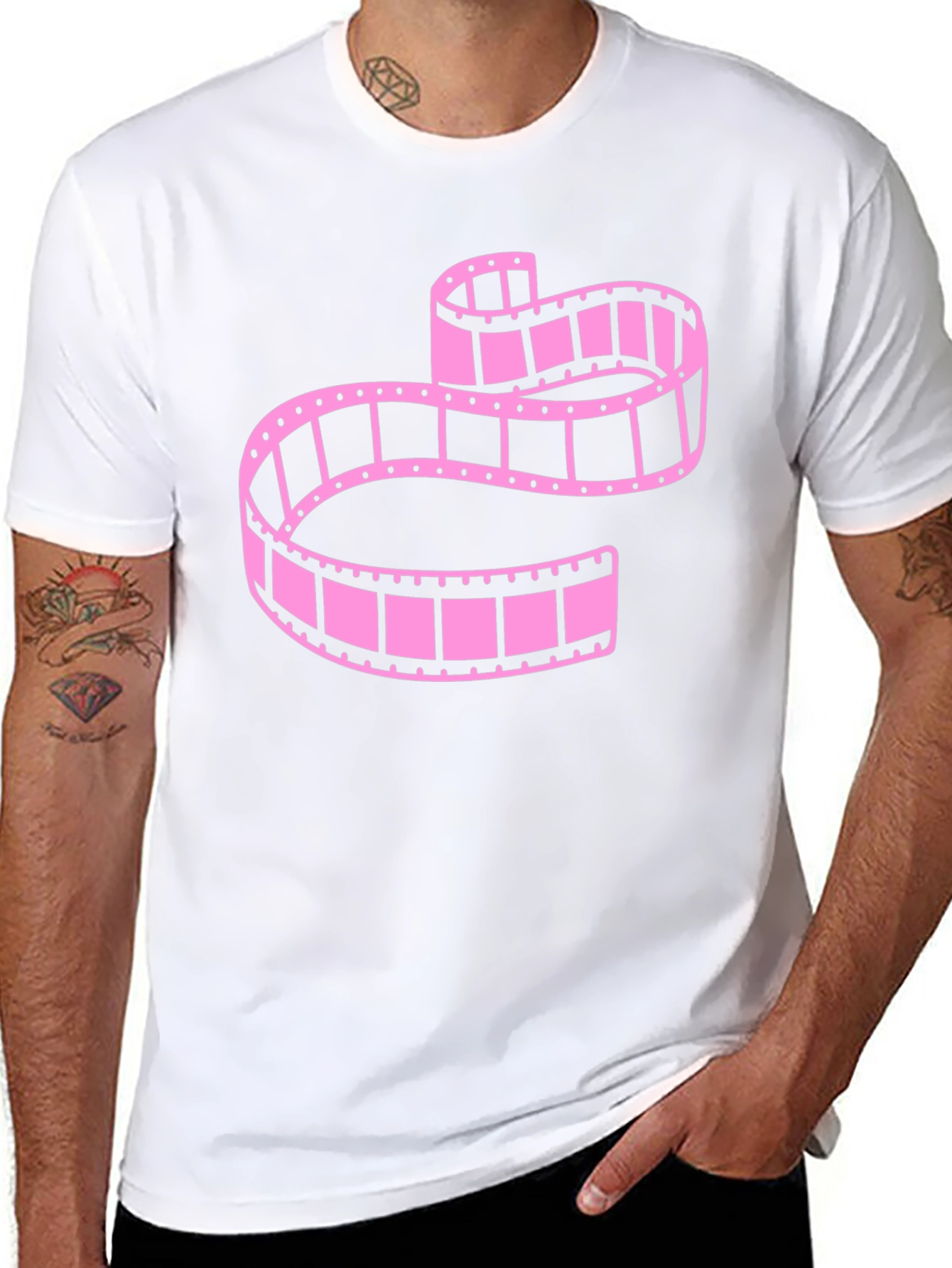 Pink Film Reel Graphic Tee - Retro Style