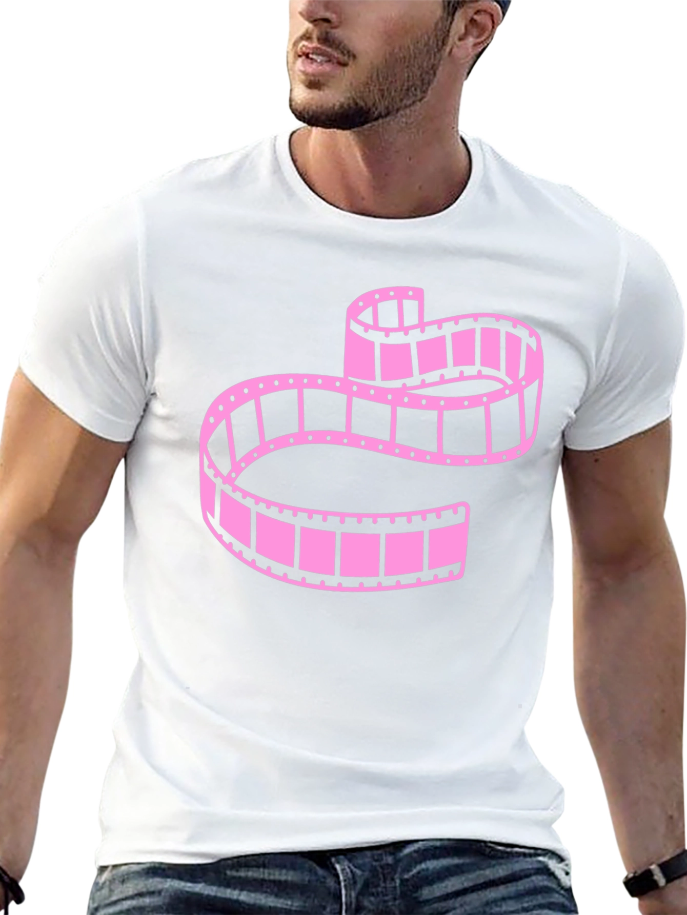 Pink Film Reel Graphic Tee - Retro Style