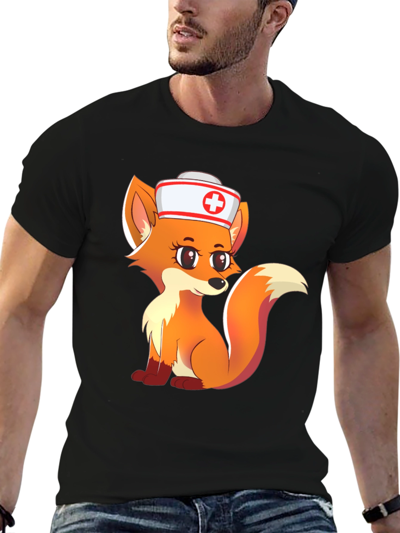 Nurse Fox Graphic Tee - Cute Cartoon Animal T-Shirt