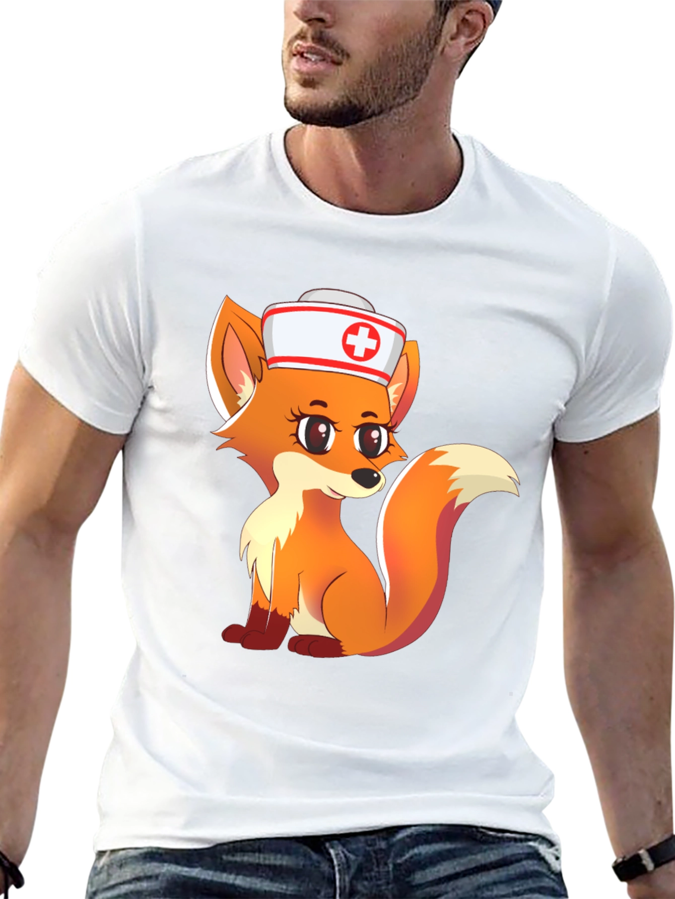 Nurse Fox Graphic Tee - Cute Cartoon Animal T-Shirt
