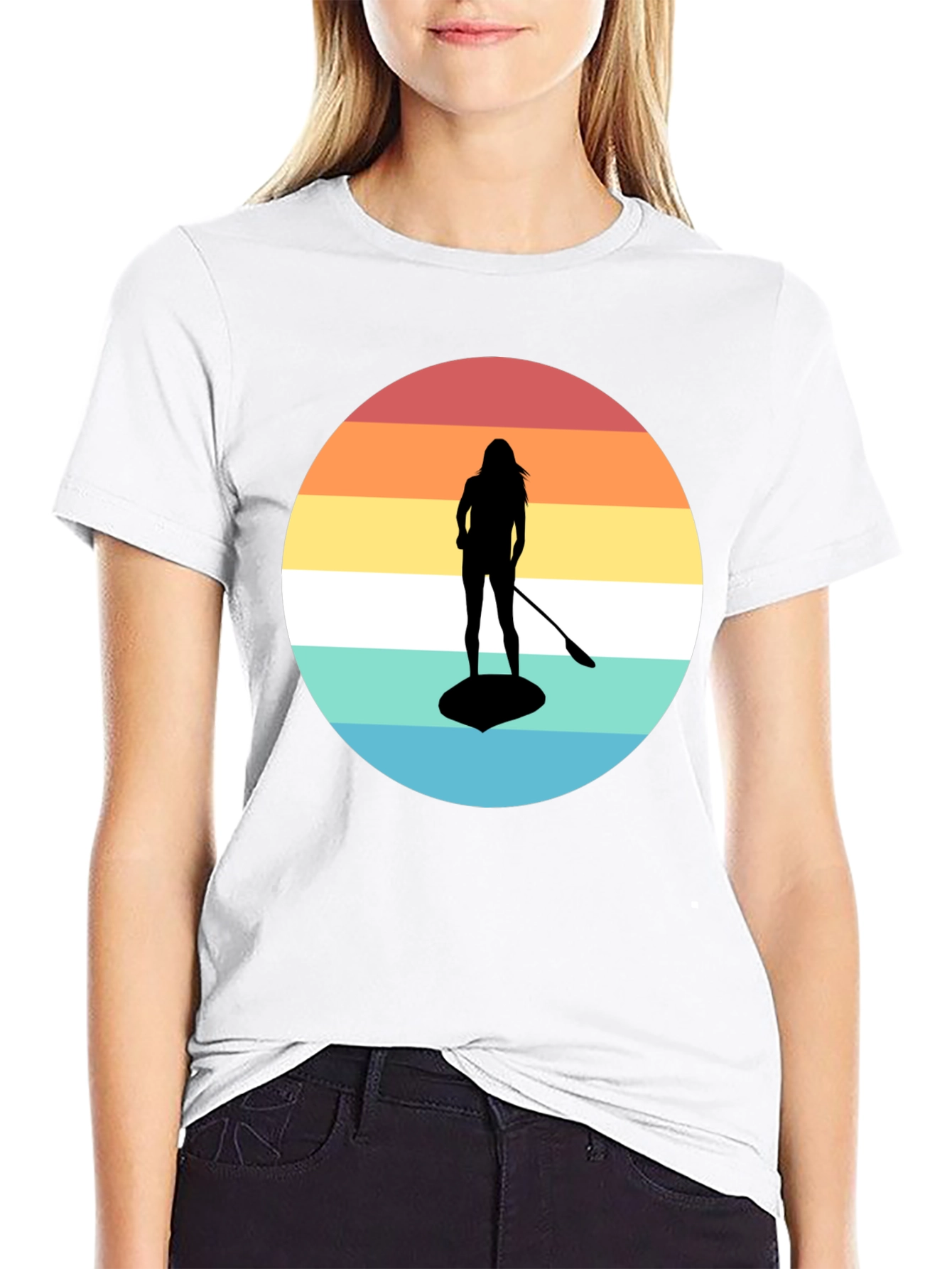 Retro Sunset Paddle Boarding T-Shirt