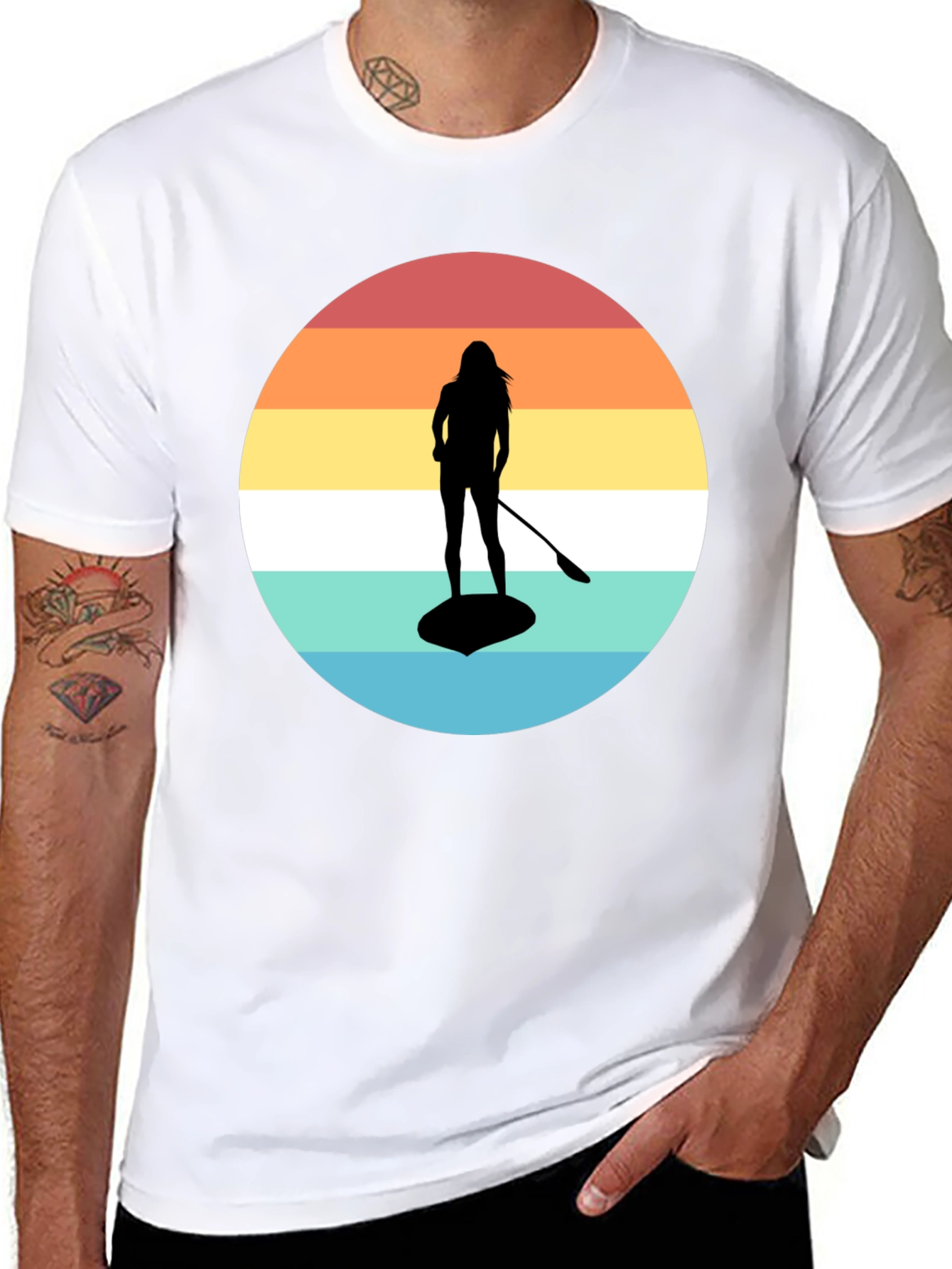 Retro Sunset Paddle Boarding T-Shirt