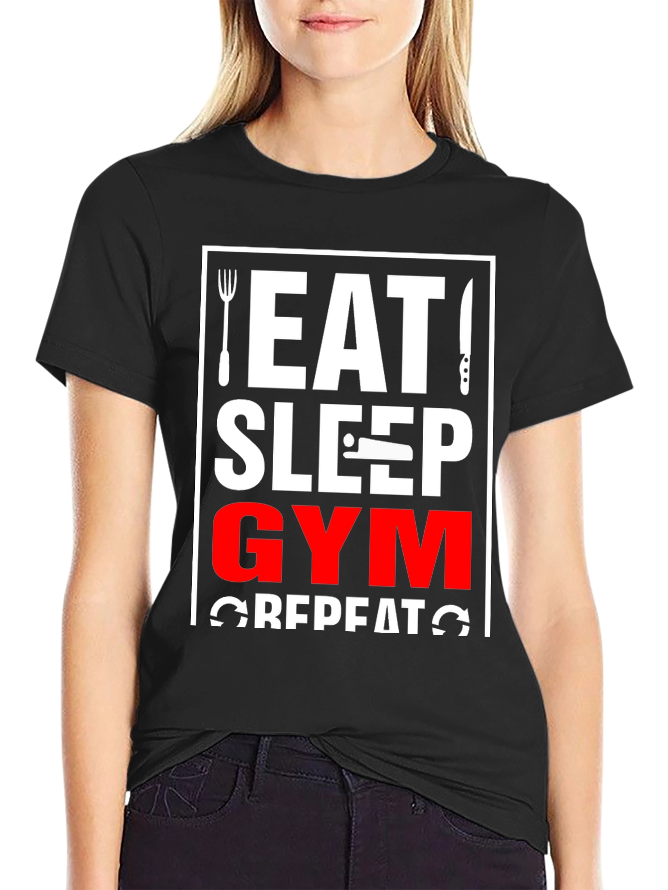Eat Sleep Gym Repeat Graphic Tee