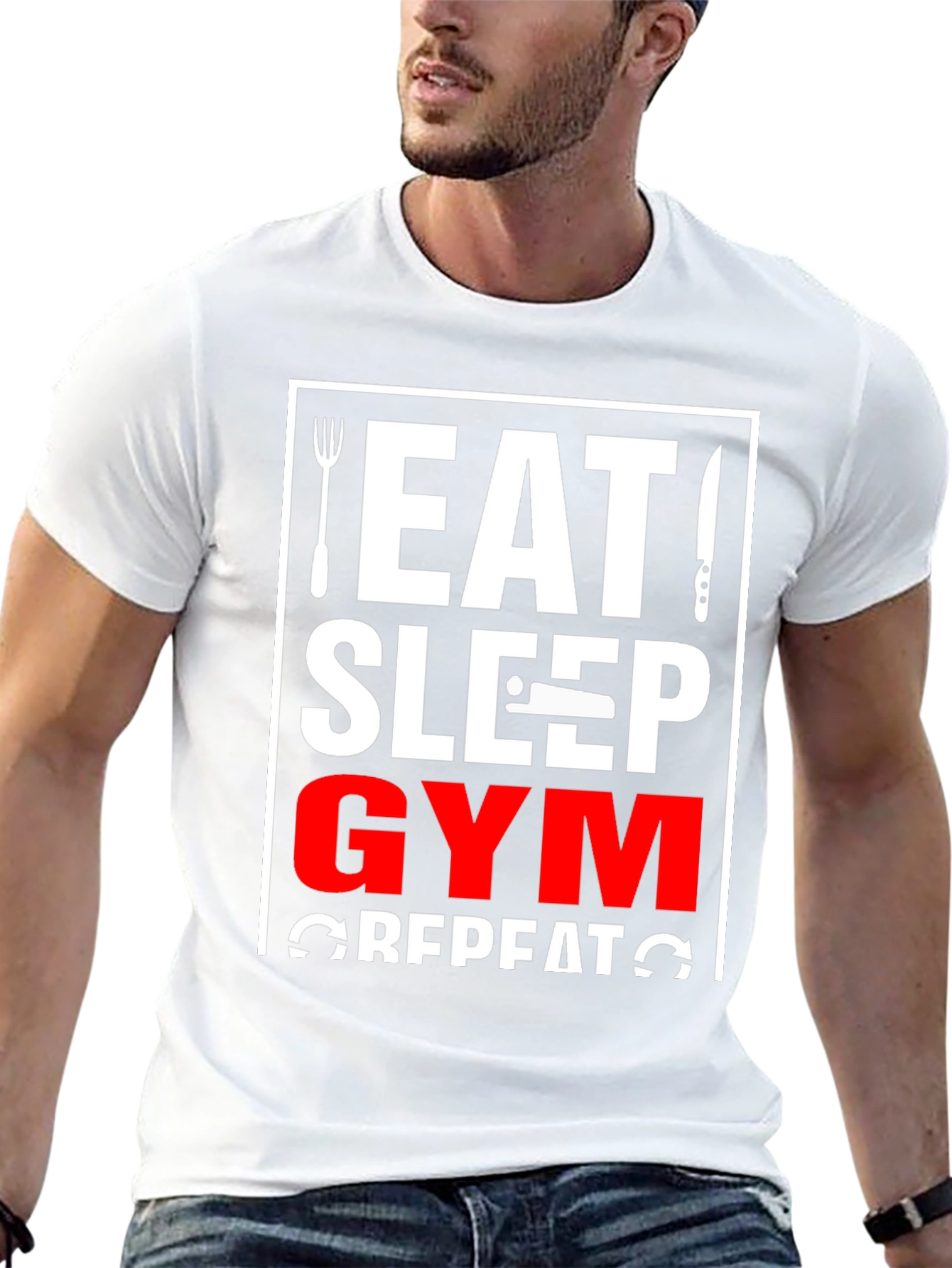 Eat Sleep Gym Repeat Graphic Tee