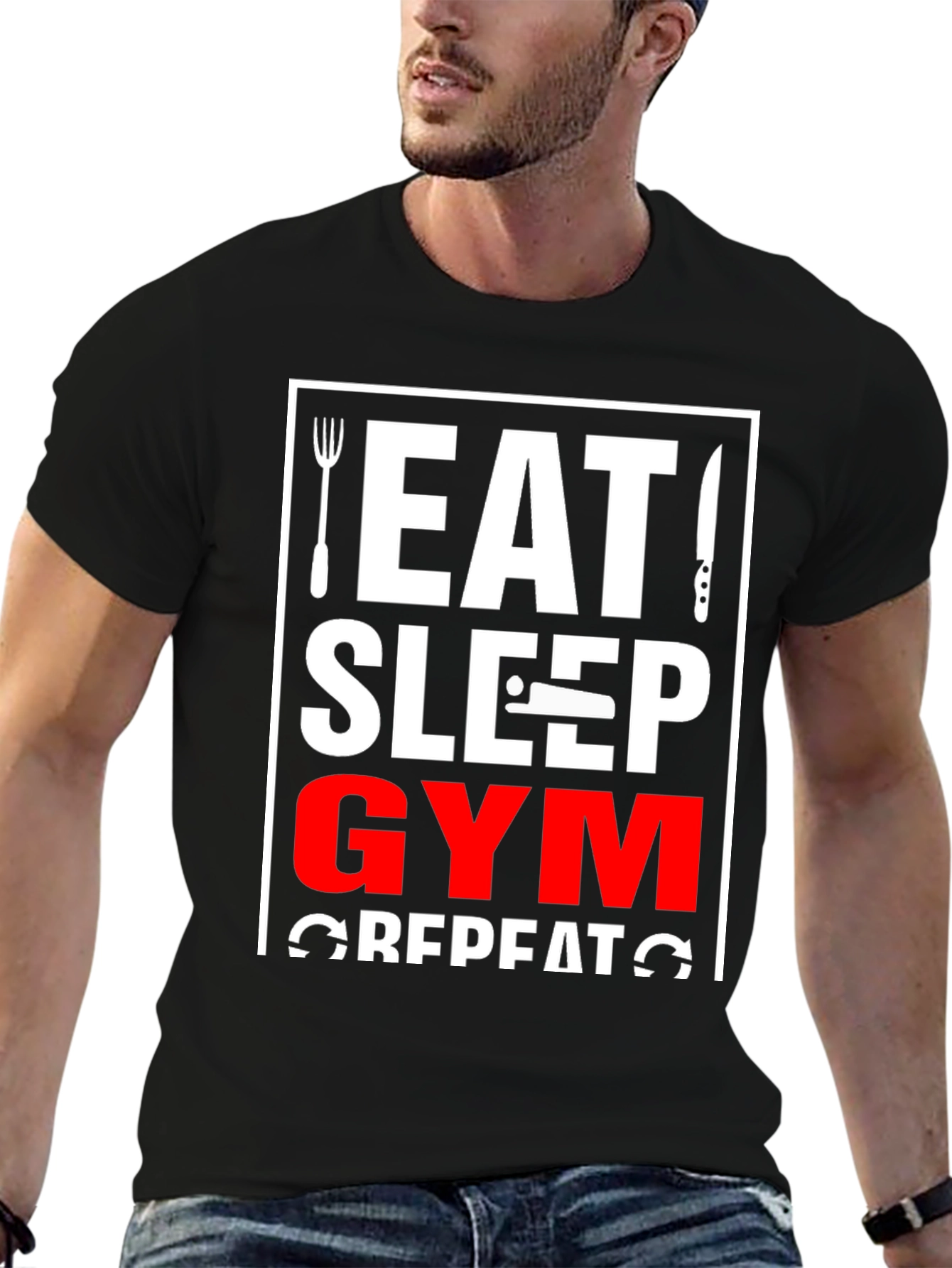 Eat Sleep Gym Repeat Graphic Tee