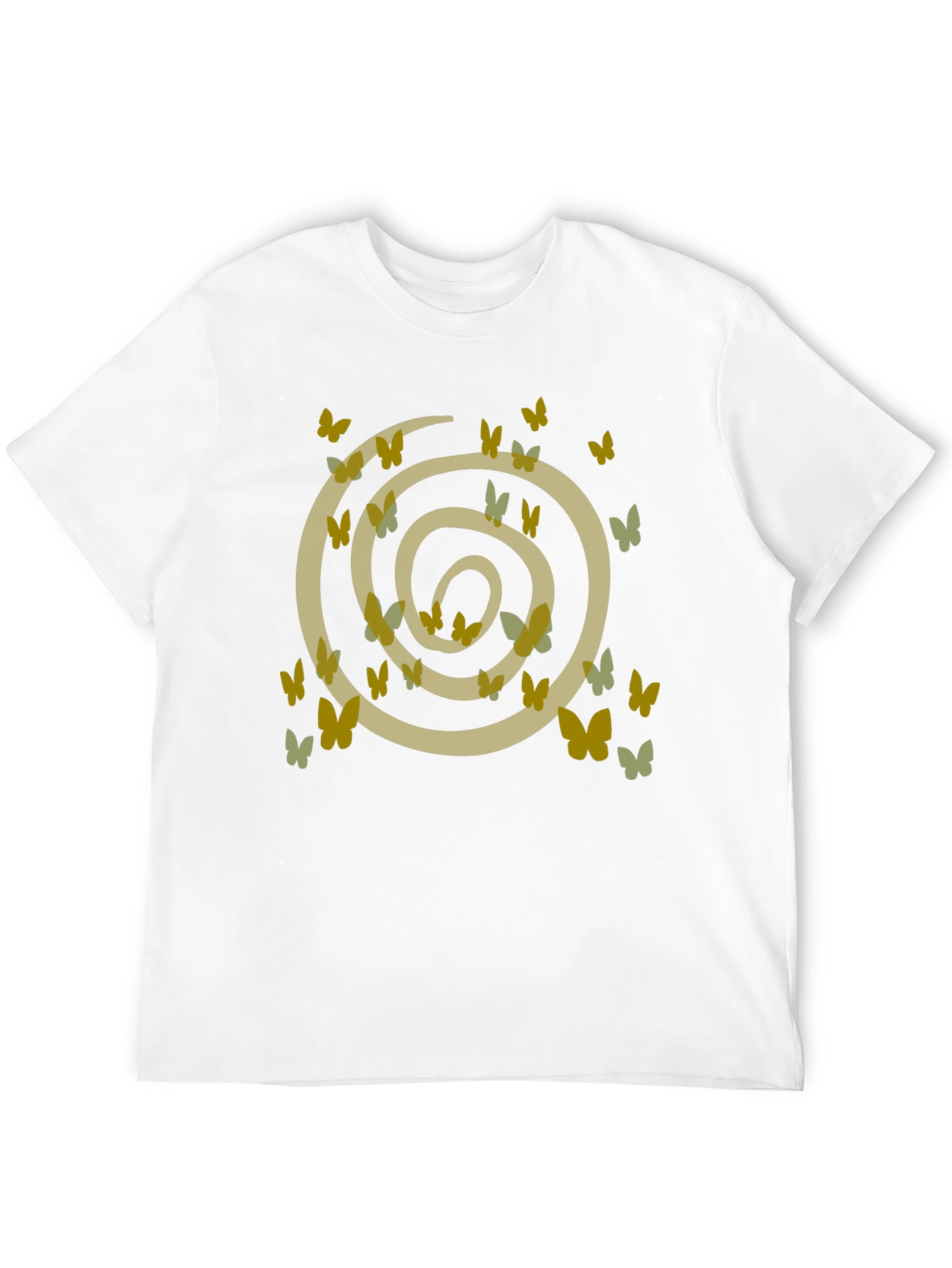 Butterfly Spiral Graphic Tee - Casual Black Cotton T-Shirt
