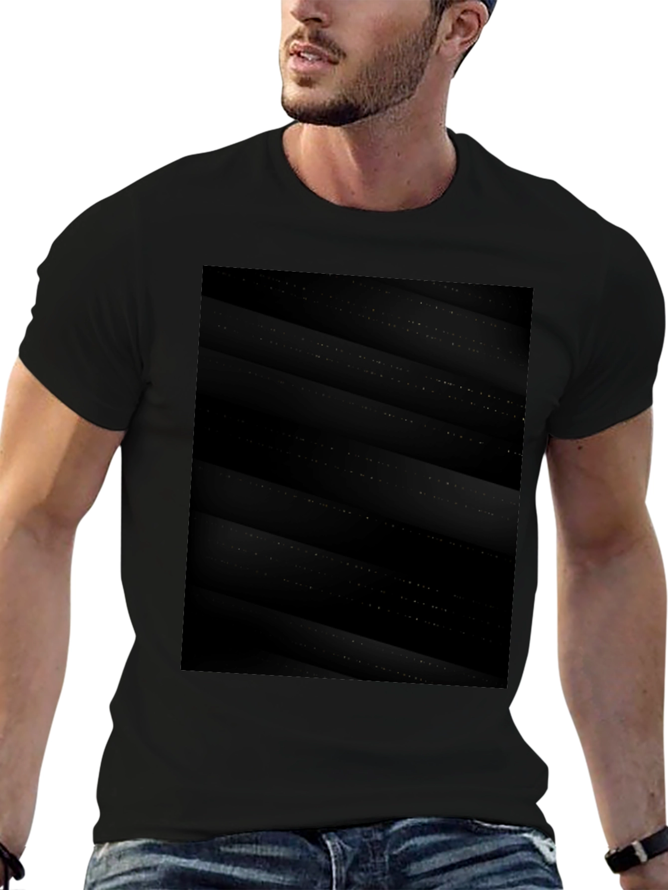 Modern Black Geometric Pattern Tee