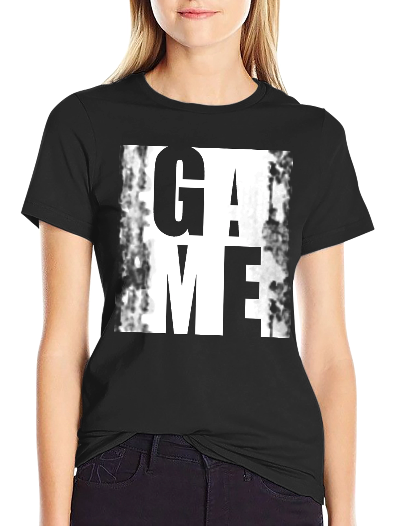 Game Graphic Print T-Shirt - Black