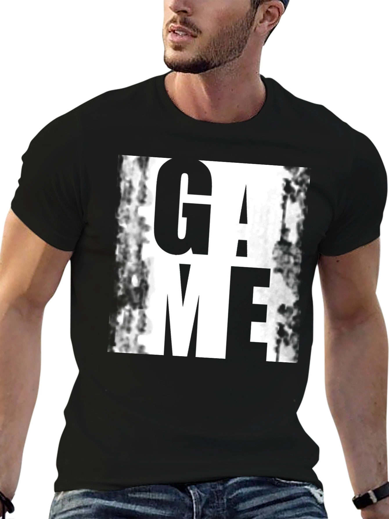 Game Graphic Print T-Shirt - Black
