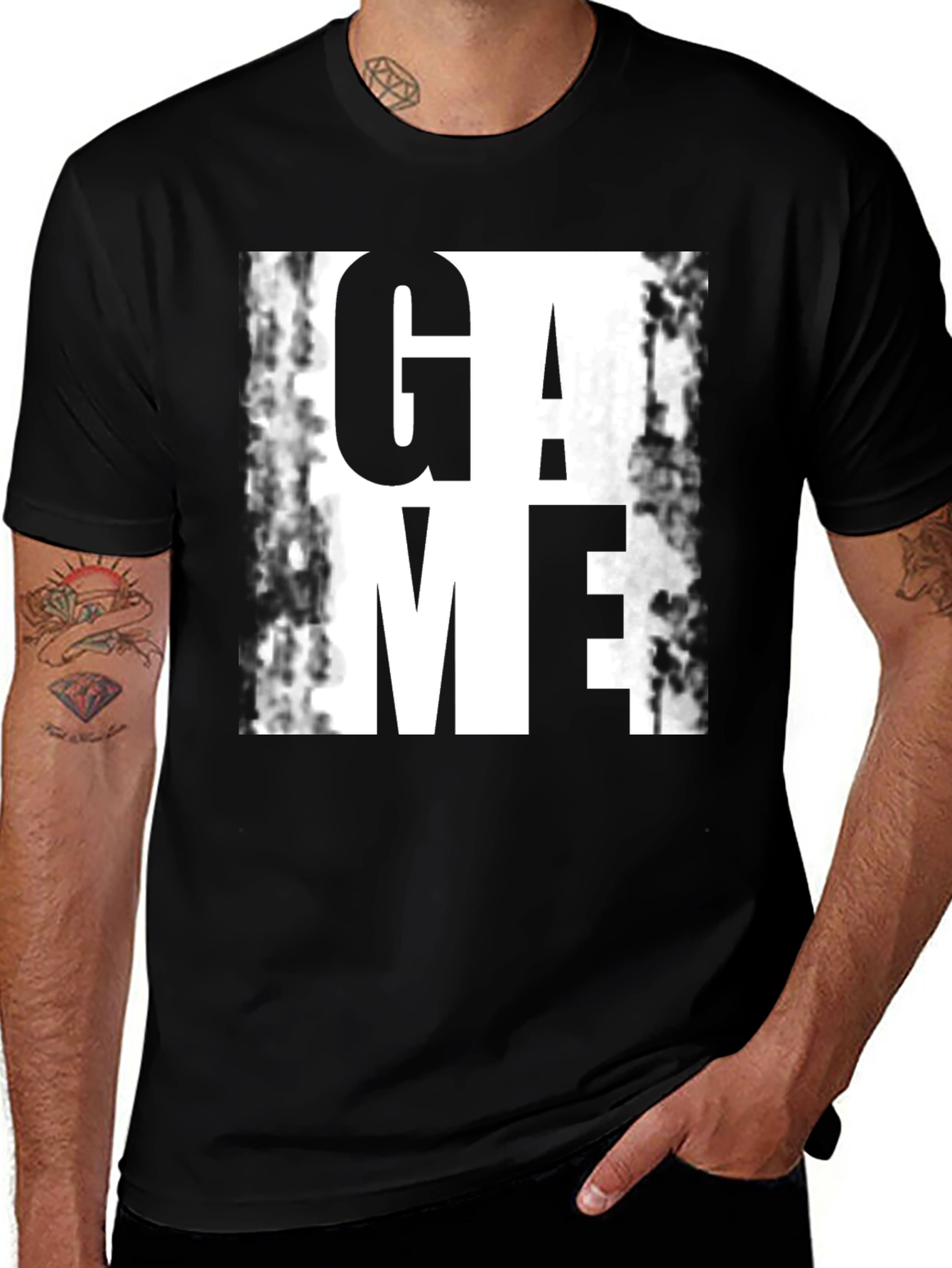 Game Graphic Print T-Shirt - Black