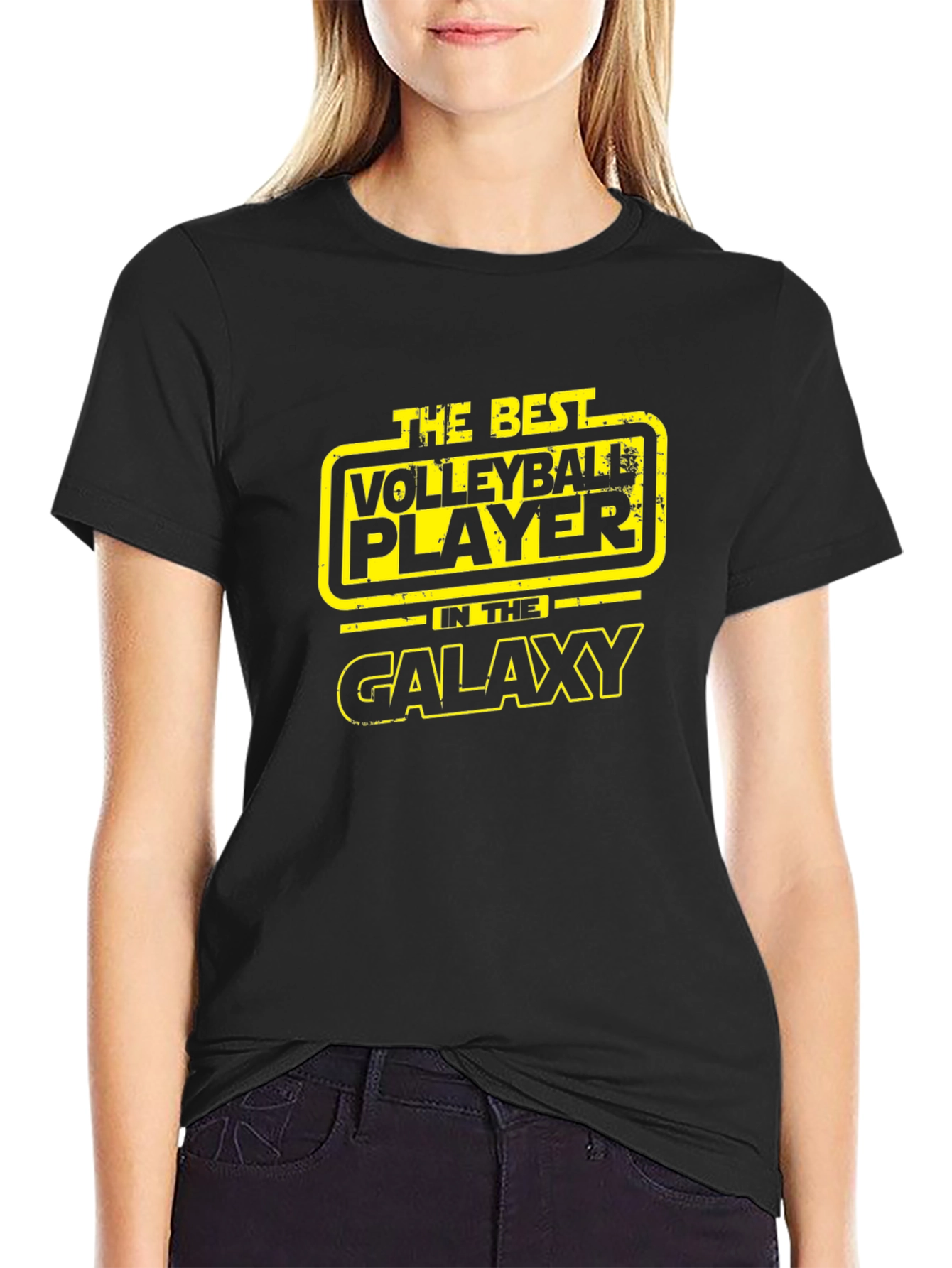 Volleyball Player Galaxy Black T-Shirt