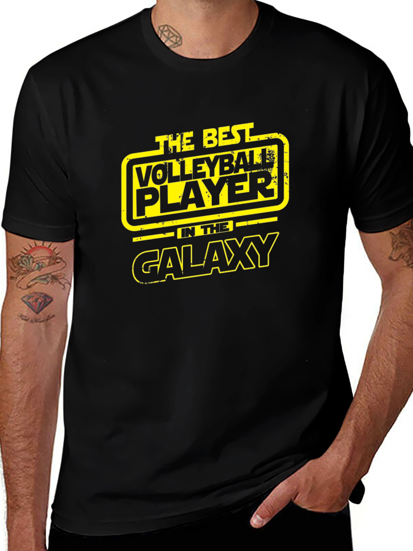 Volleyball Player Galaxy Black T-Shirt
