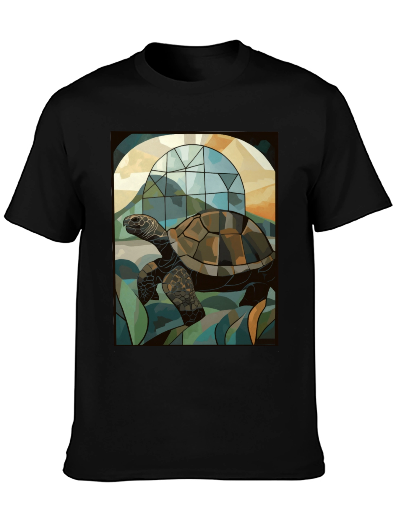 Turtle Stained Glass Graphic Tee - Unique Art Design