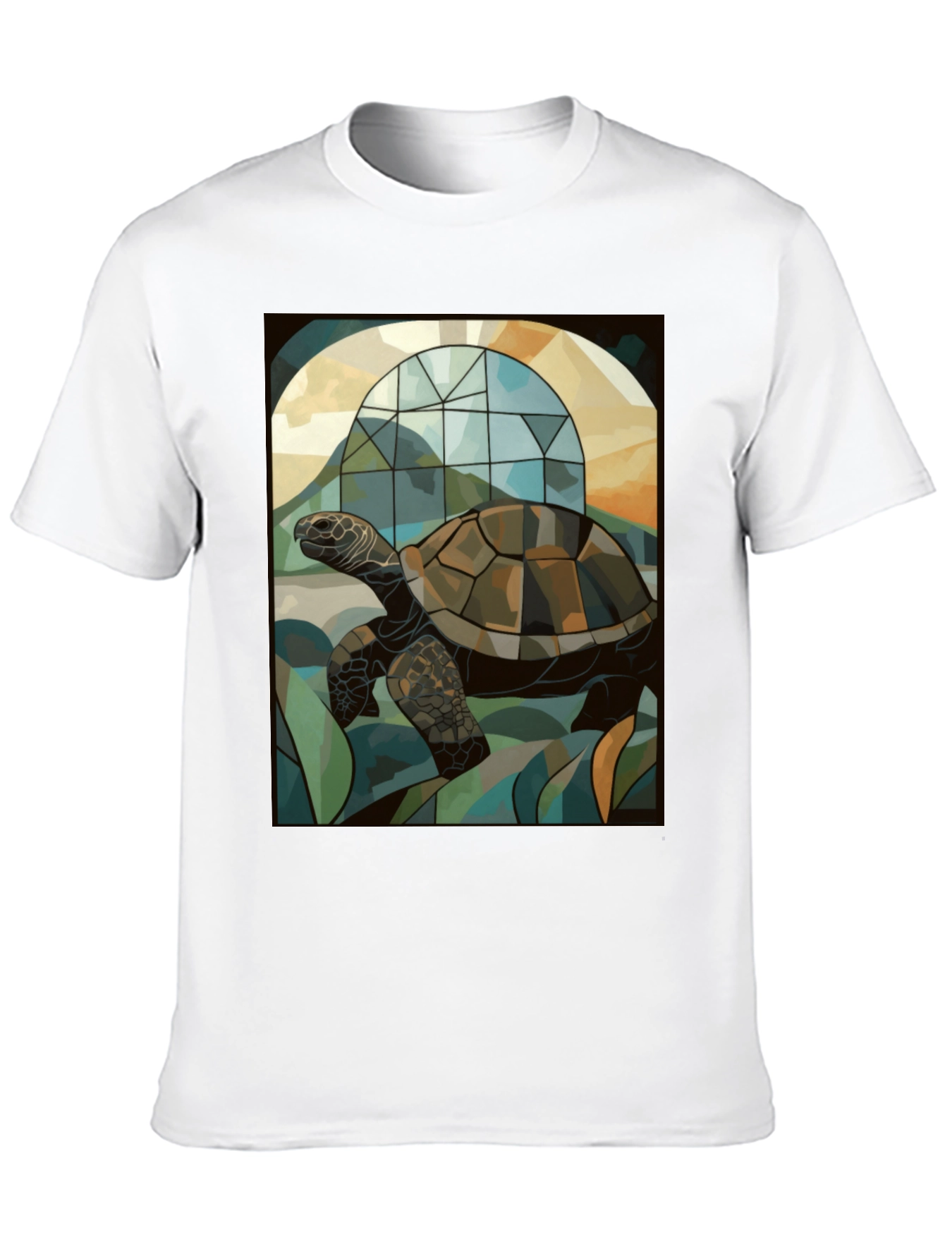 Turtle Stained Glass Graphic Tee - Unique Art Design