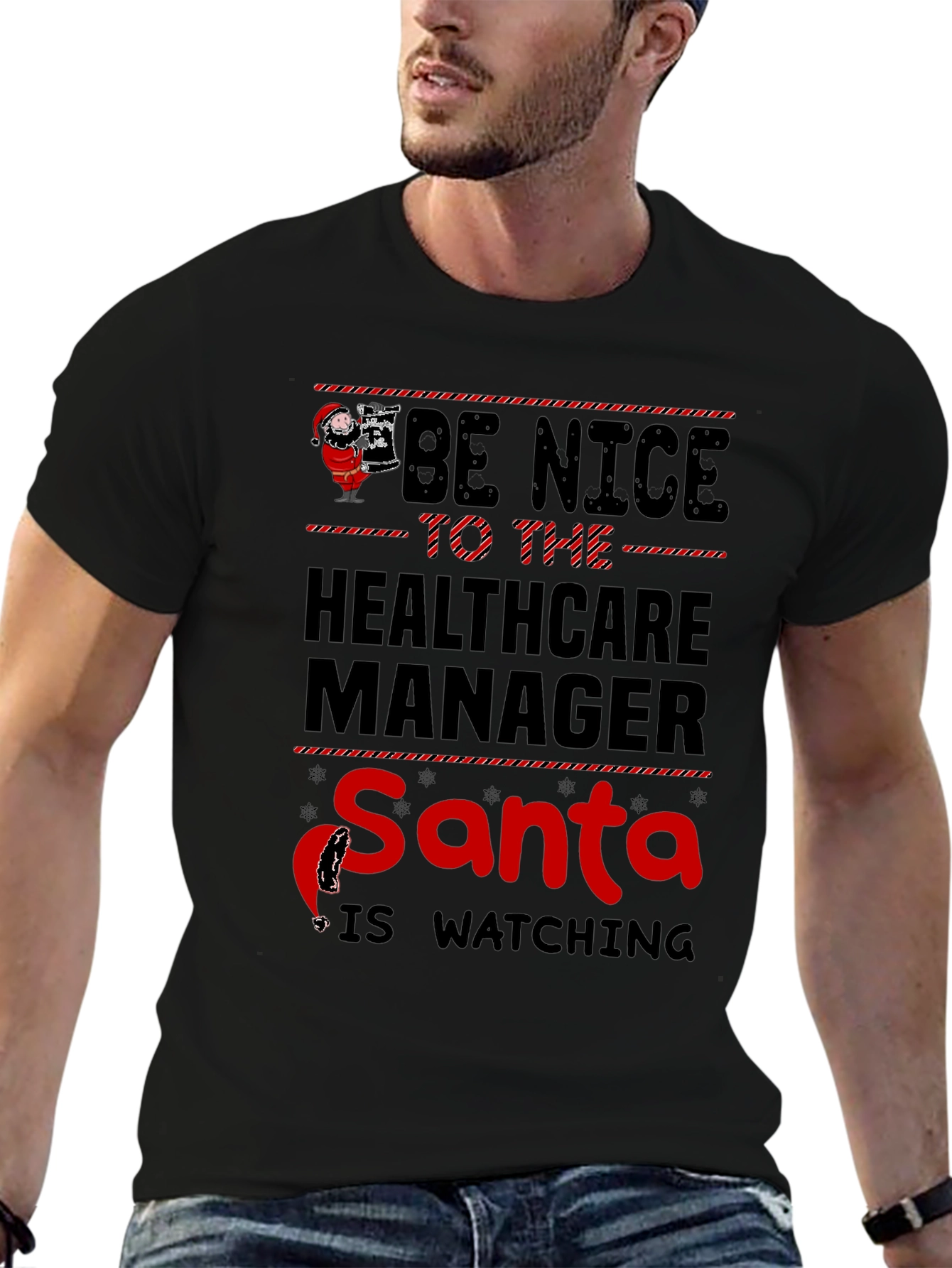 Healthcare Manager Santa Watching T-Shirt