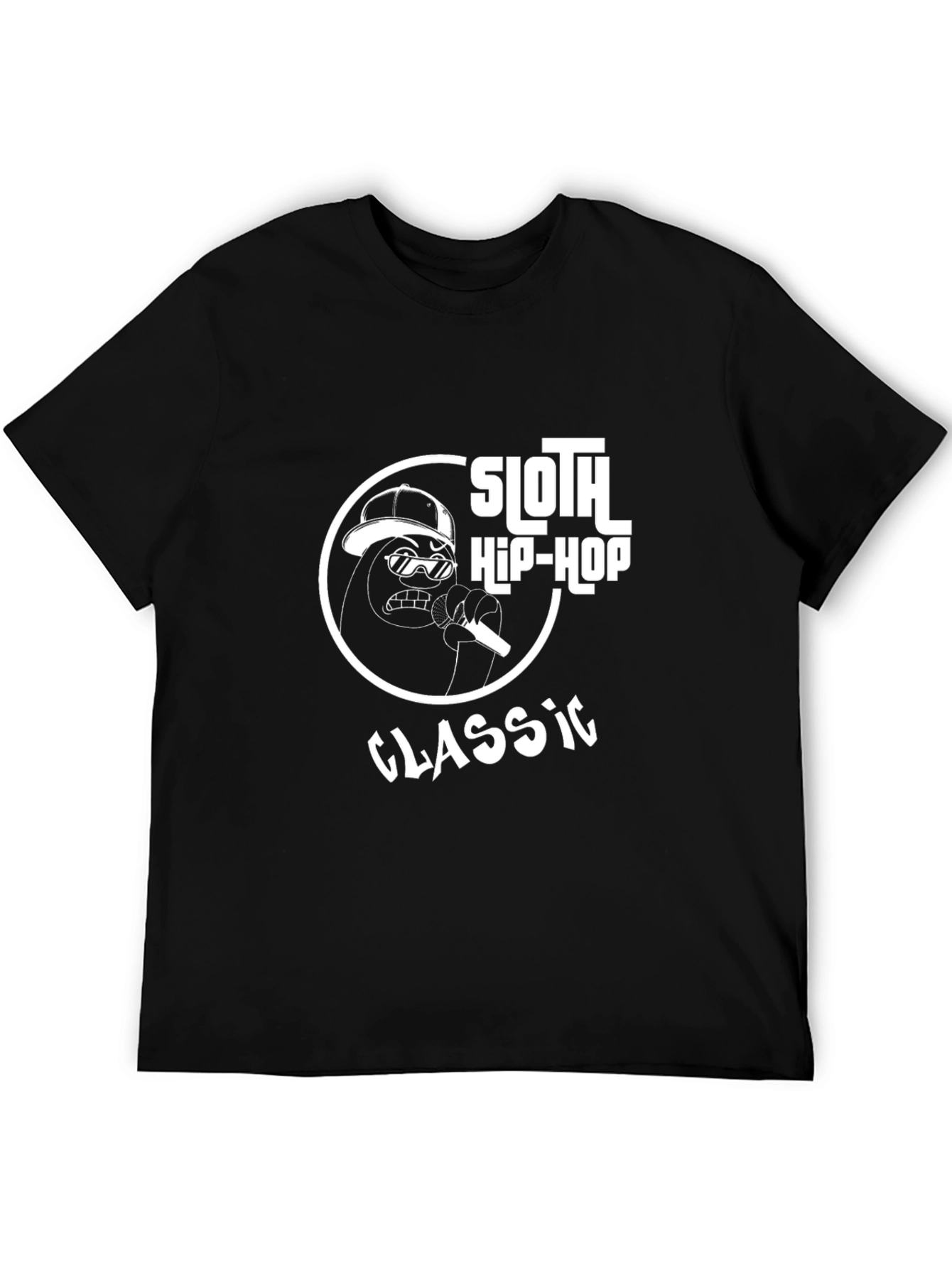 Sloth Hip-Hop Classic Graphic Tee - Black Cotton Blend