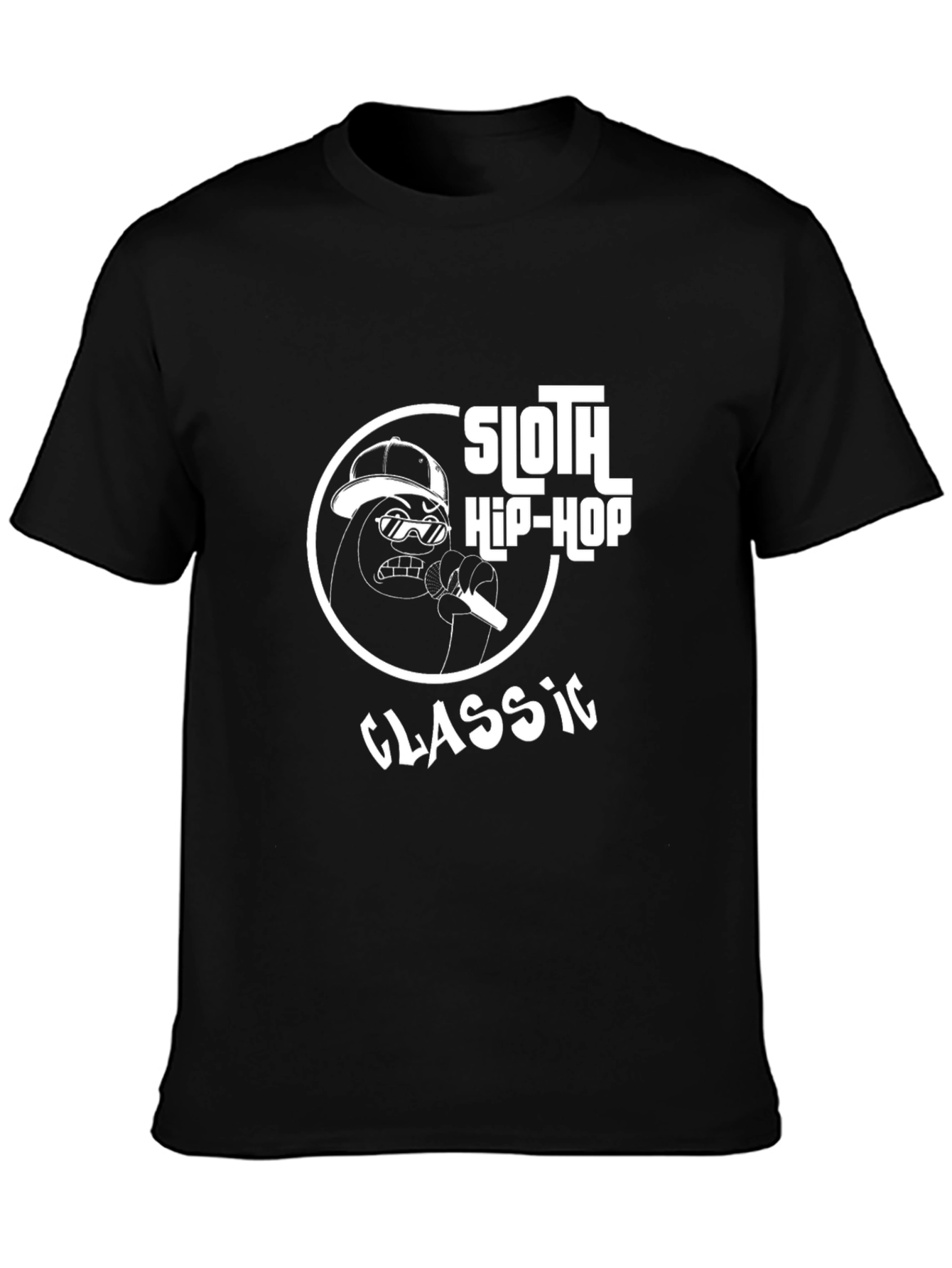 Sloth Hip-Hop Classic Graphic Tee - Black Cotton Blend