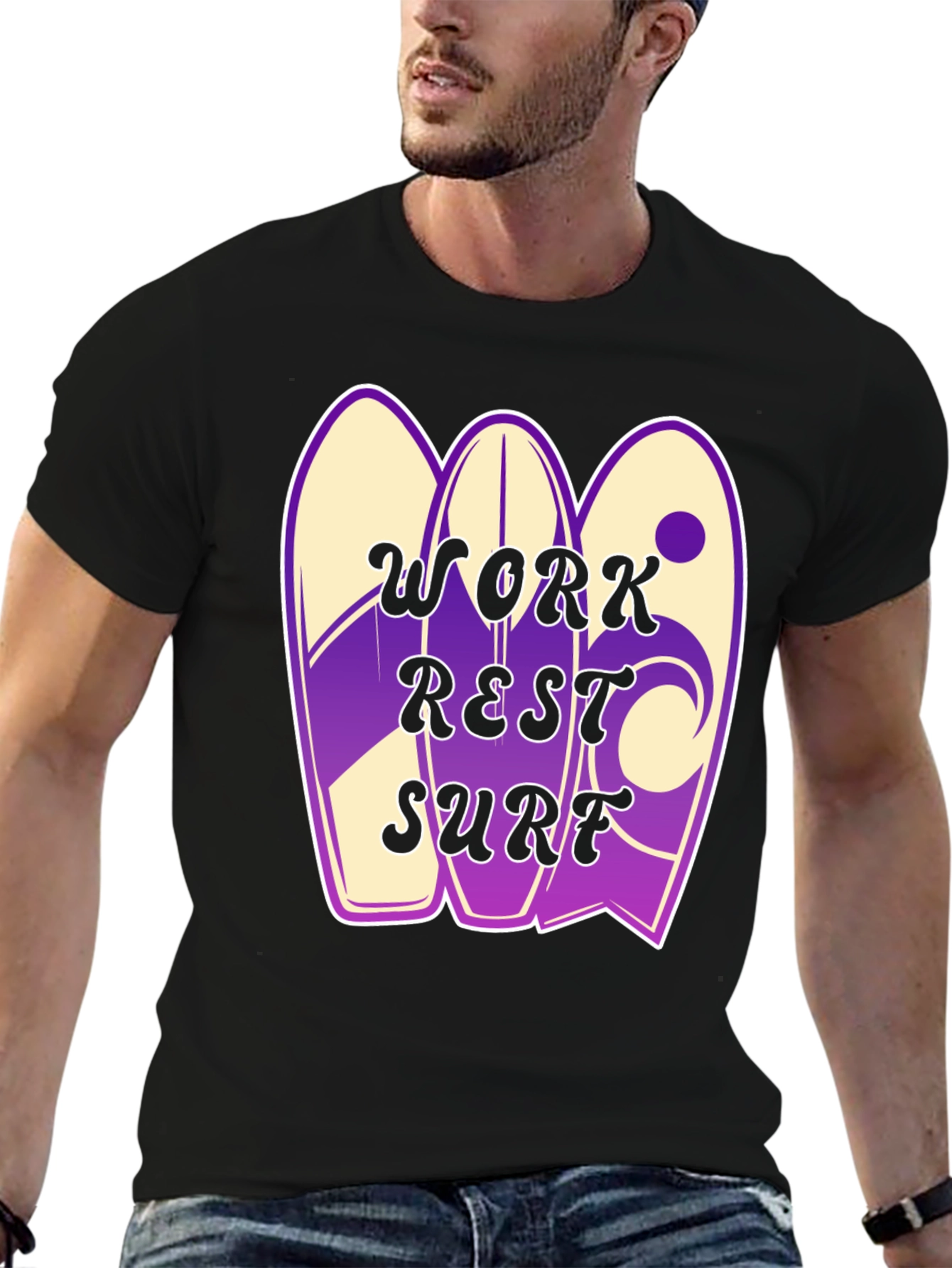 Work Rest Surf Graphic Tee - Black
