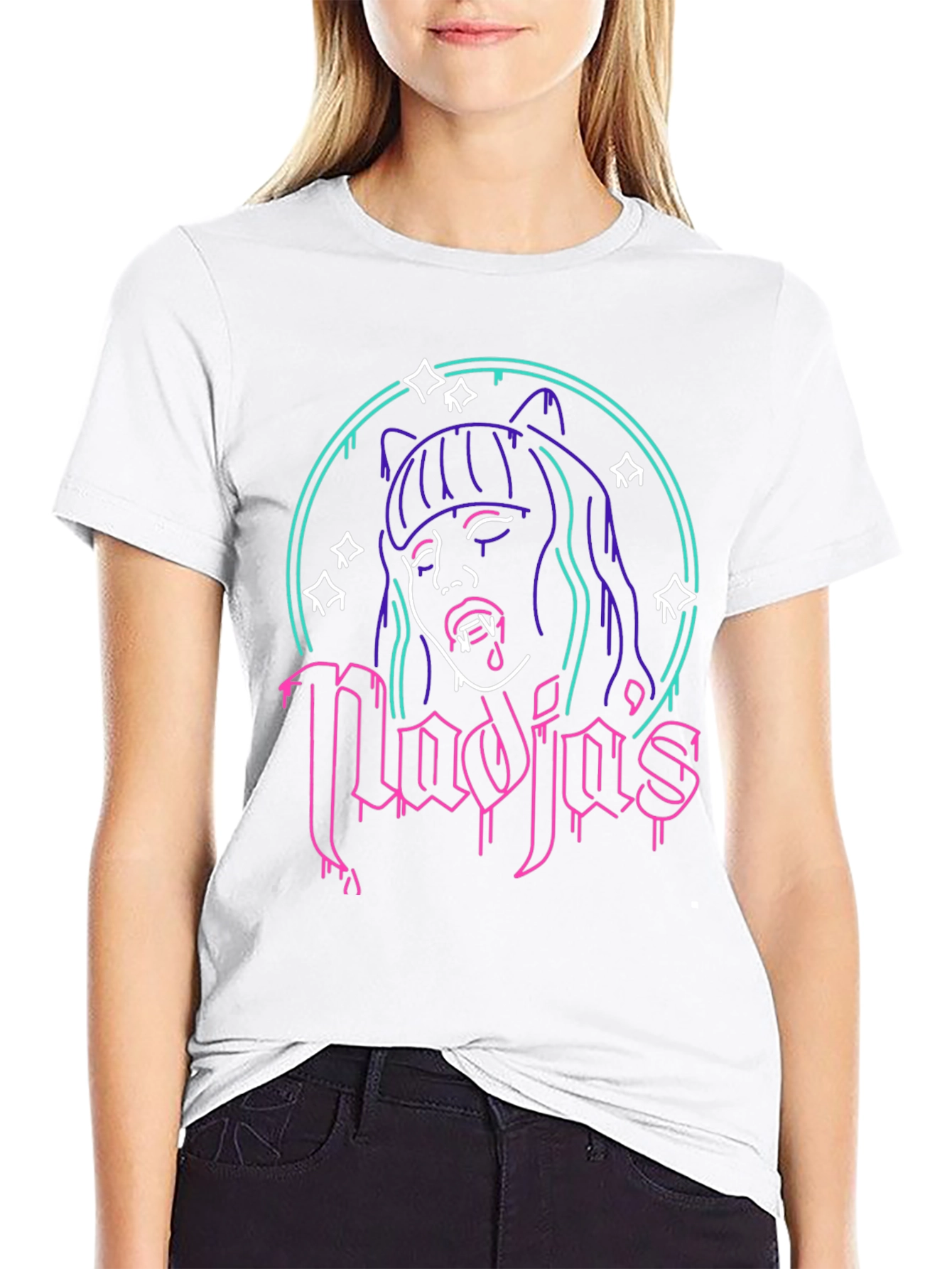 Nadja Vampire Neon Graphic T-Shirt - Black