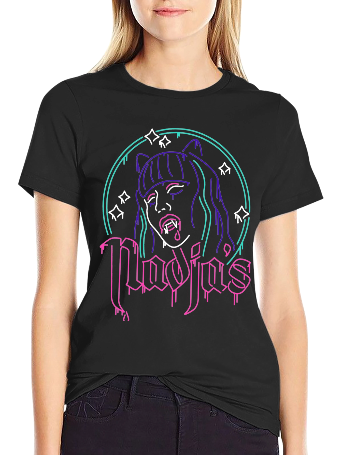 Nadja Vampire Neon Graphic T-Shirt - Black