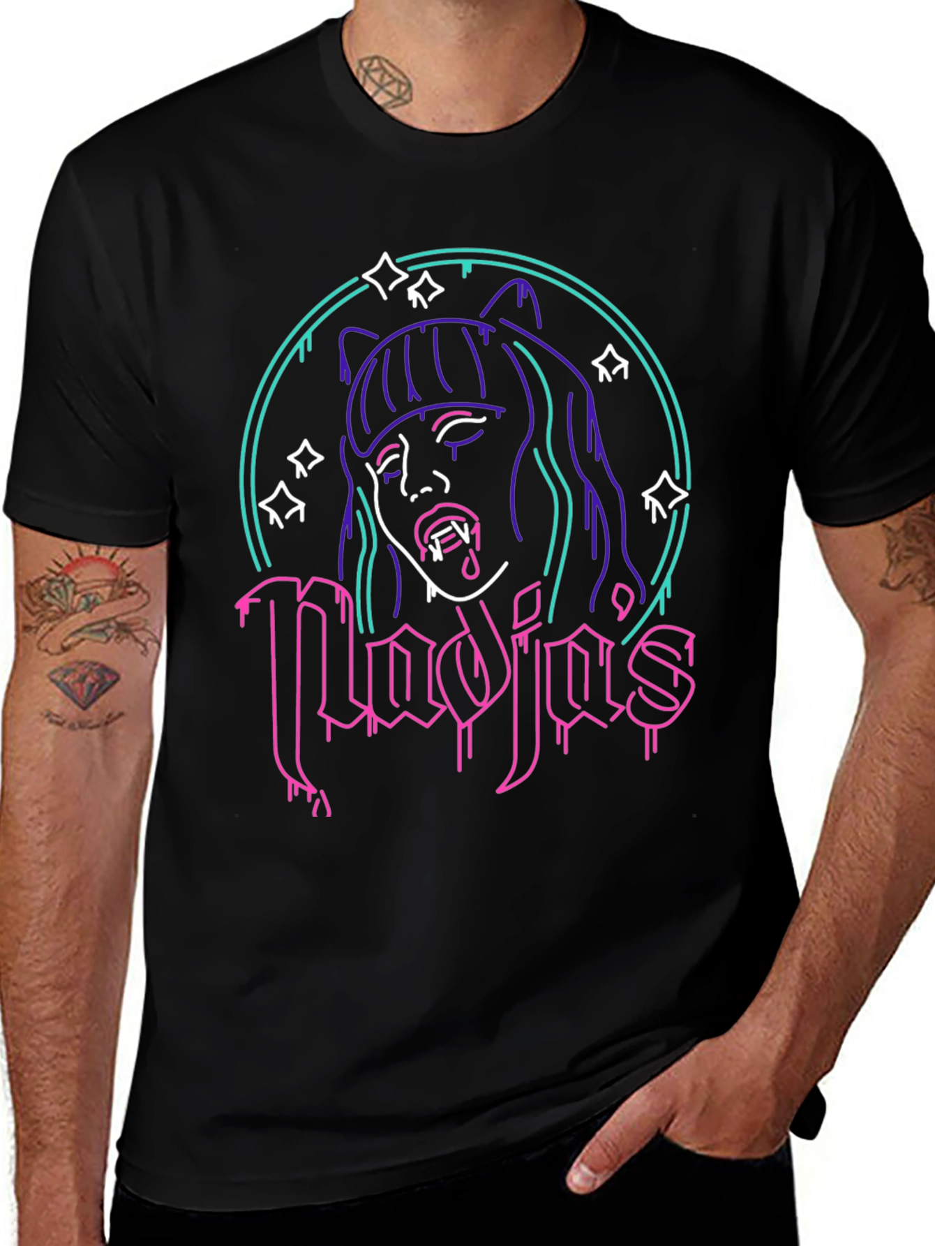Nadja Vampire Neon Graphic T-Shirt - Black