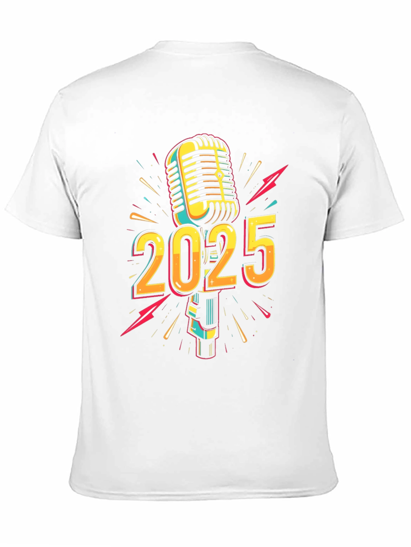 2025 Microphone Graphic Print Black T-Shirt