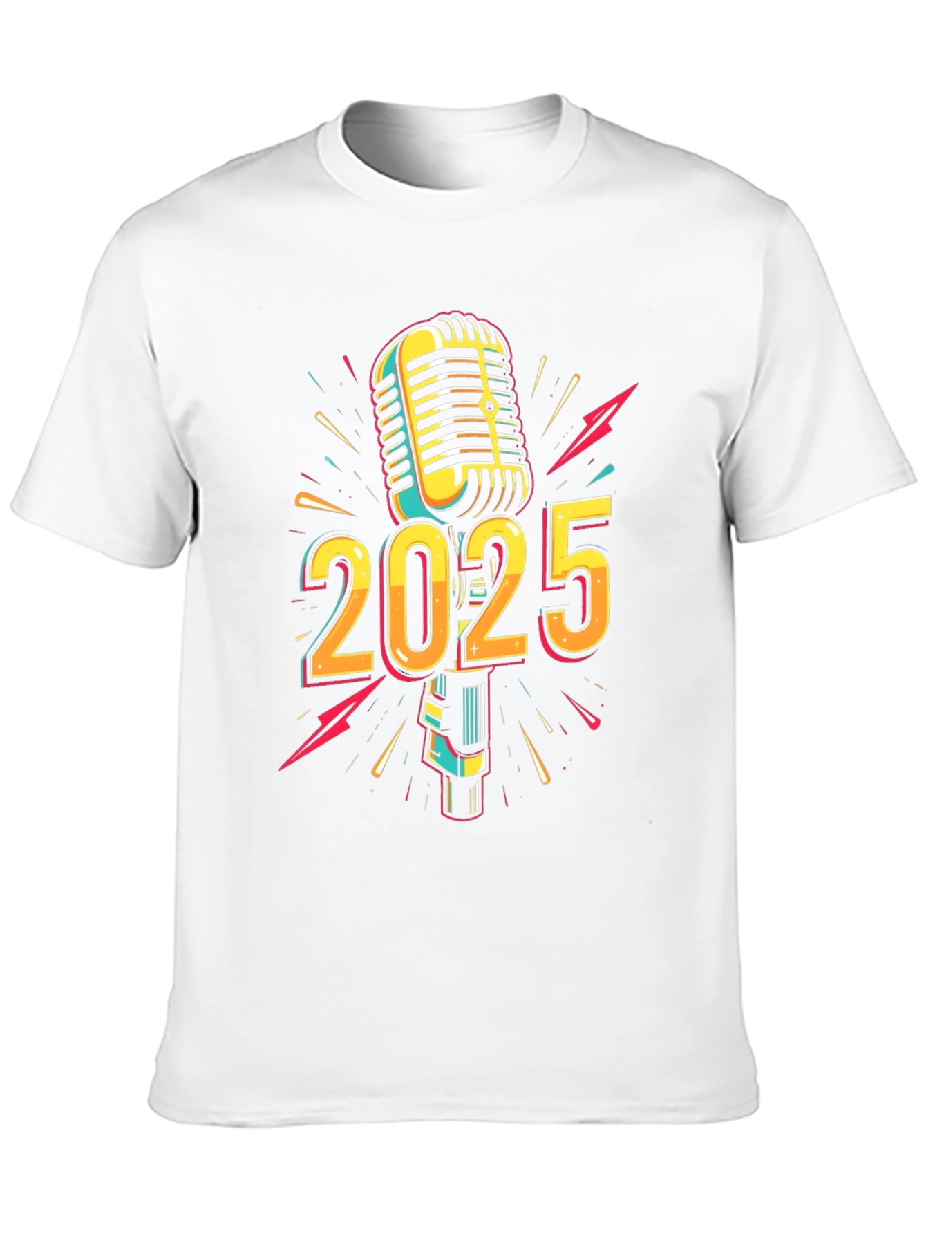 2025 Microphone Graphic Print Black T-Shirt