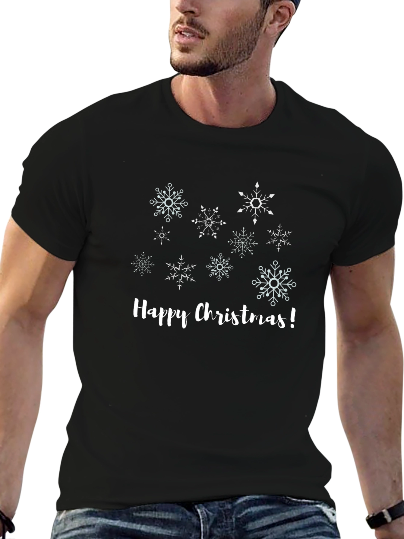 Happy Christmas Snowflake Graphic T-Shirt
