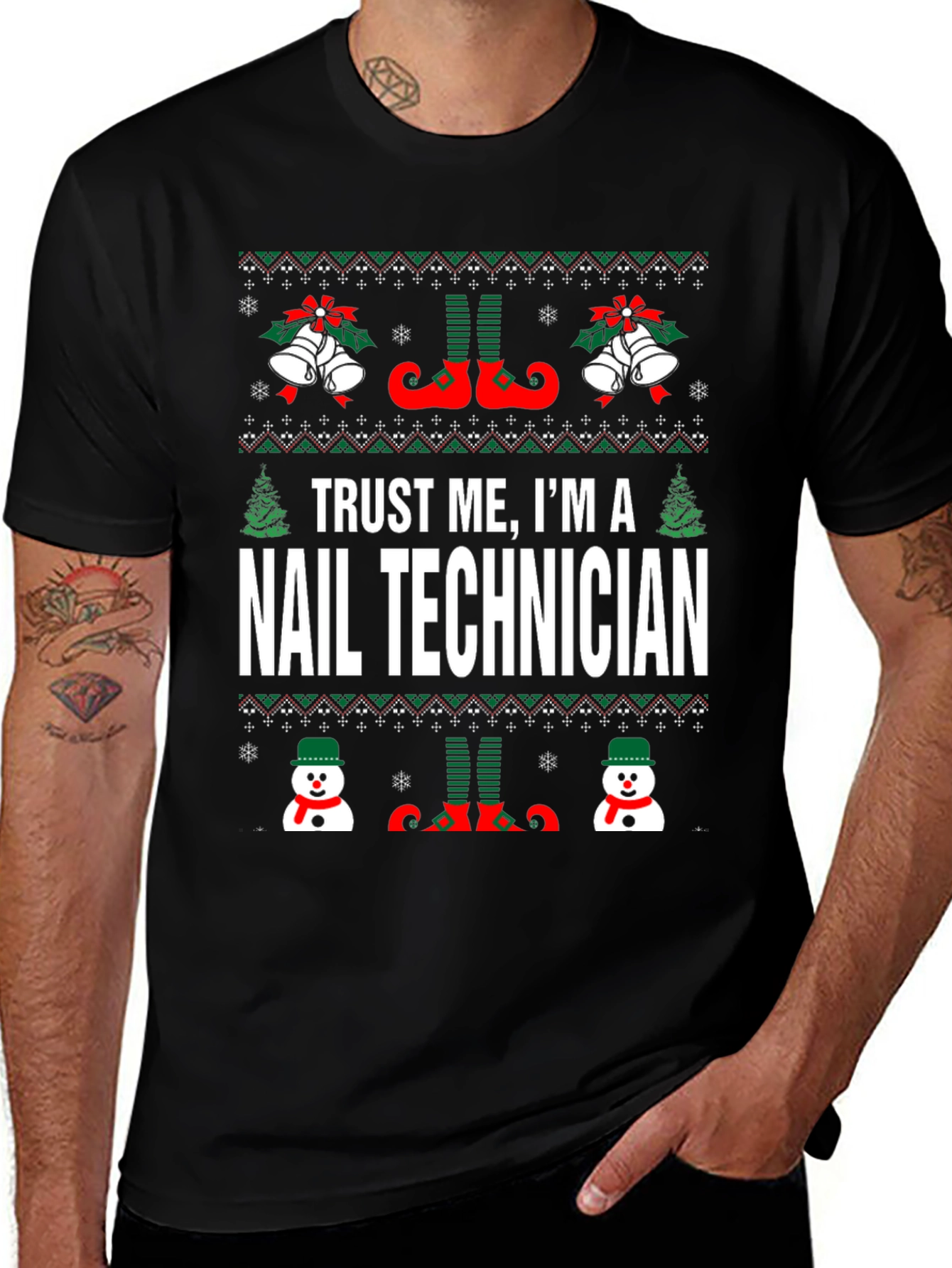 Nail Technician Ugly Christmas T-Shirt