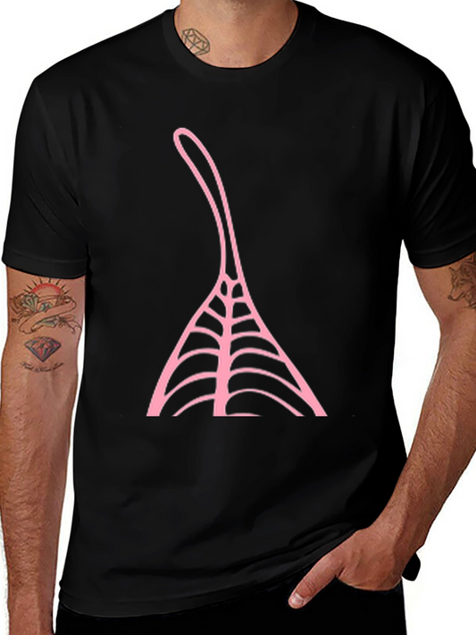 Black T-Shirt with Pink Abstract Design
