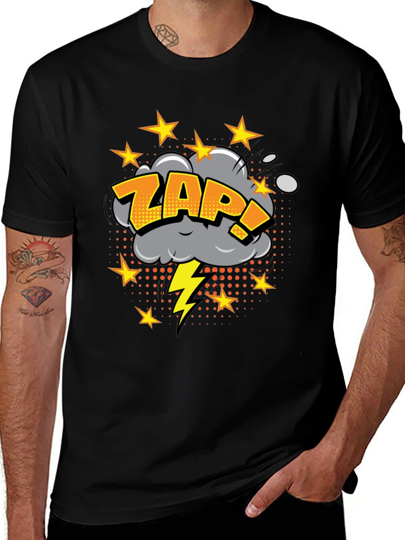 Zap! Graphic Print Black T-Shirt