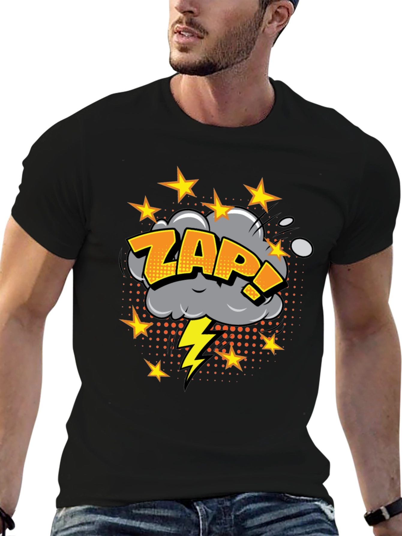 Zap! Graphic Print Black T-Shirt