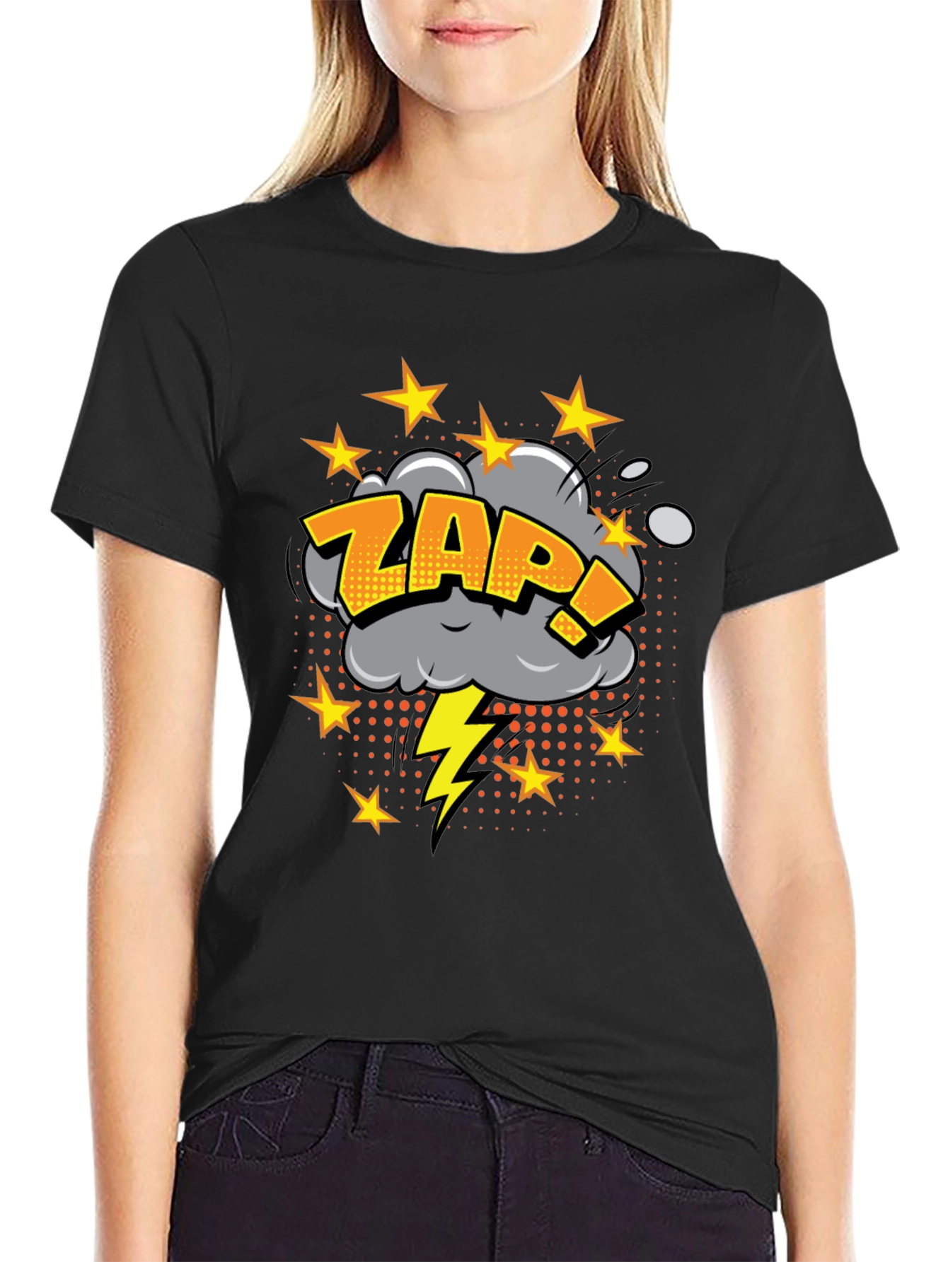Zap! Graphic Print Black T-Shirt