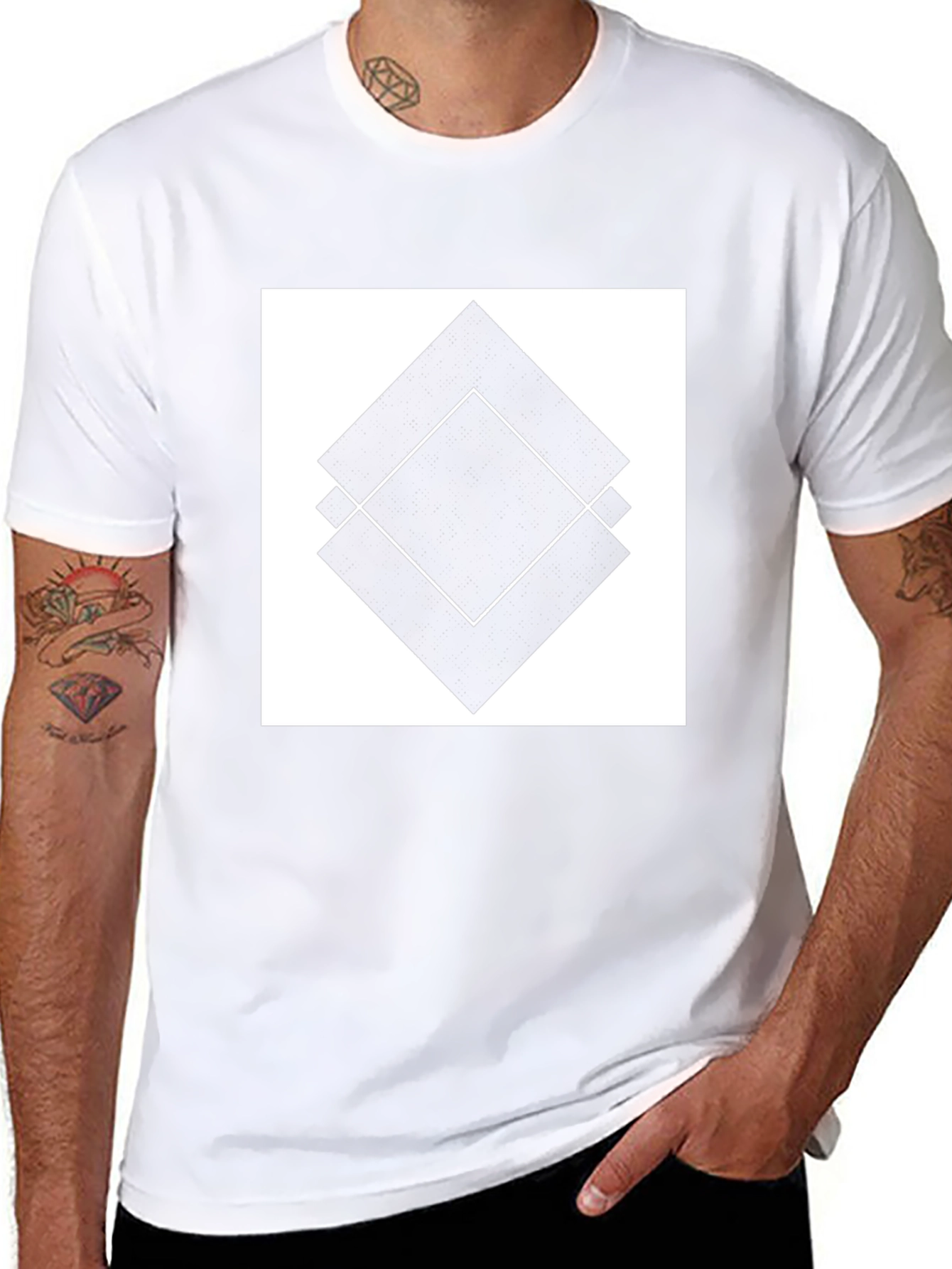 Abstract Diamond Design Black T-Shirt