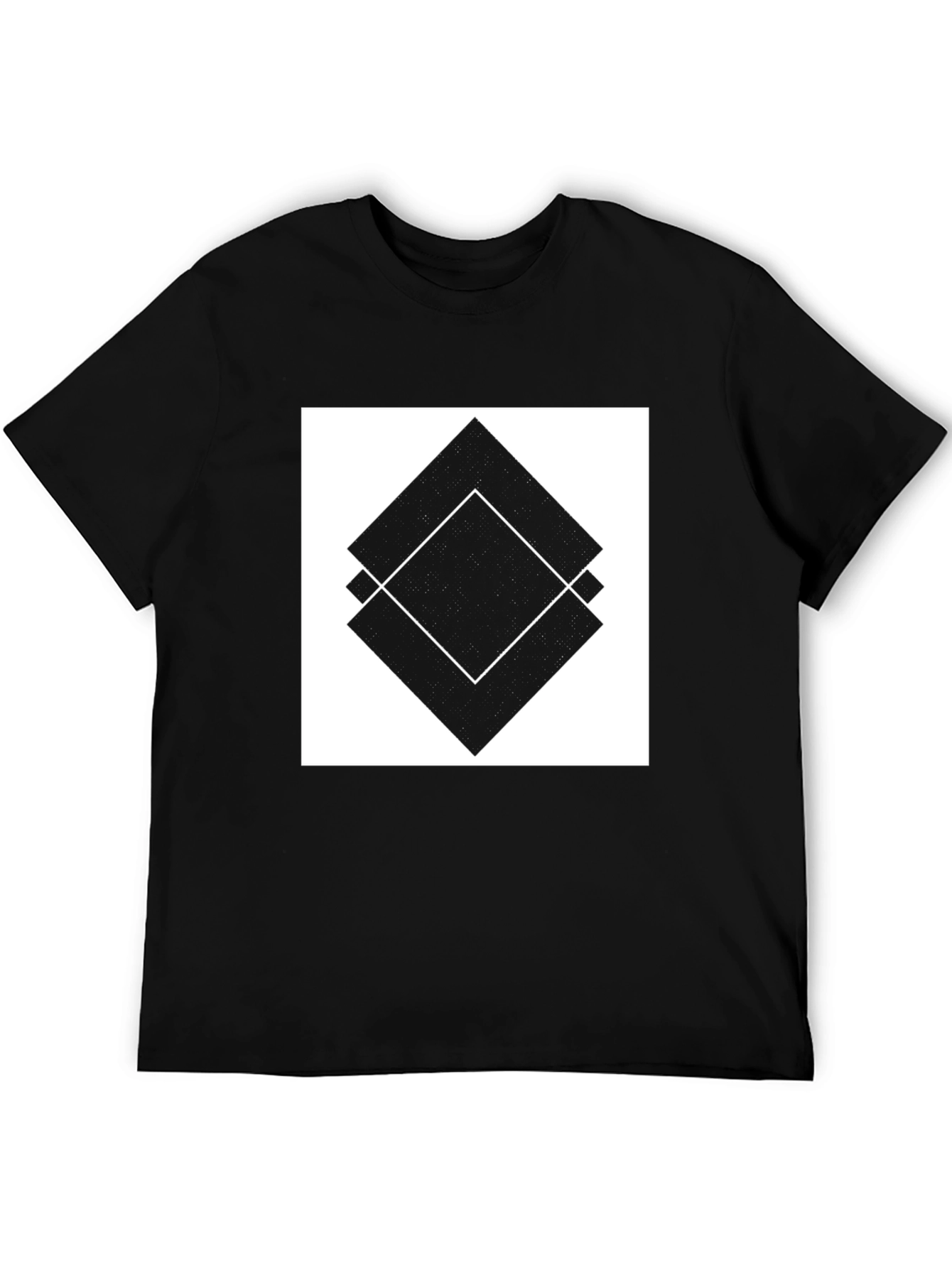 Abstract Diamond Design Black T-Shirt