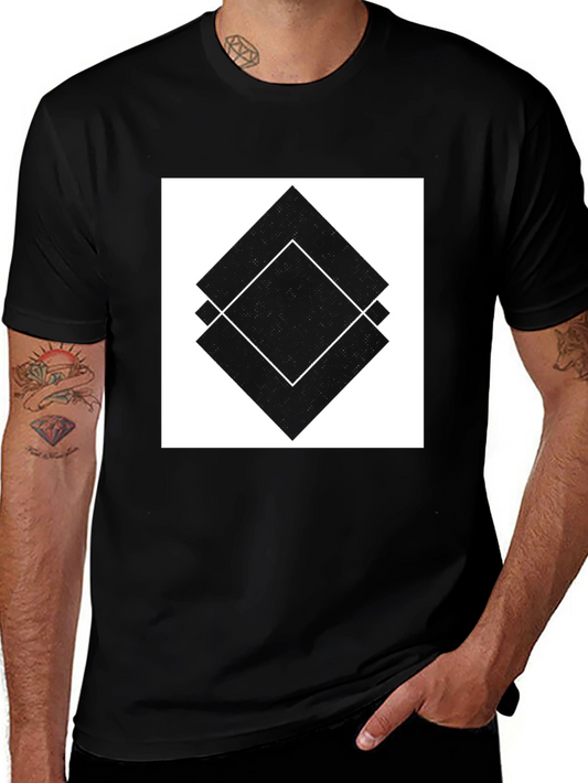 Abstract Diamond Design Black T-Shirt