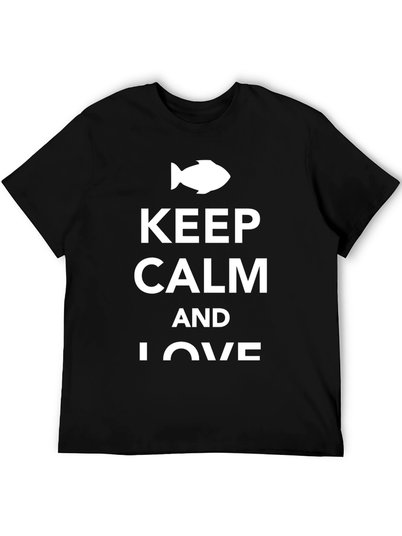 Keep Calm and Love Fish Black T-Shirt