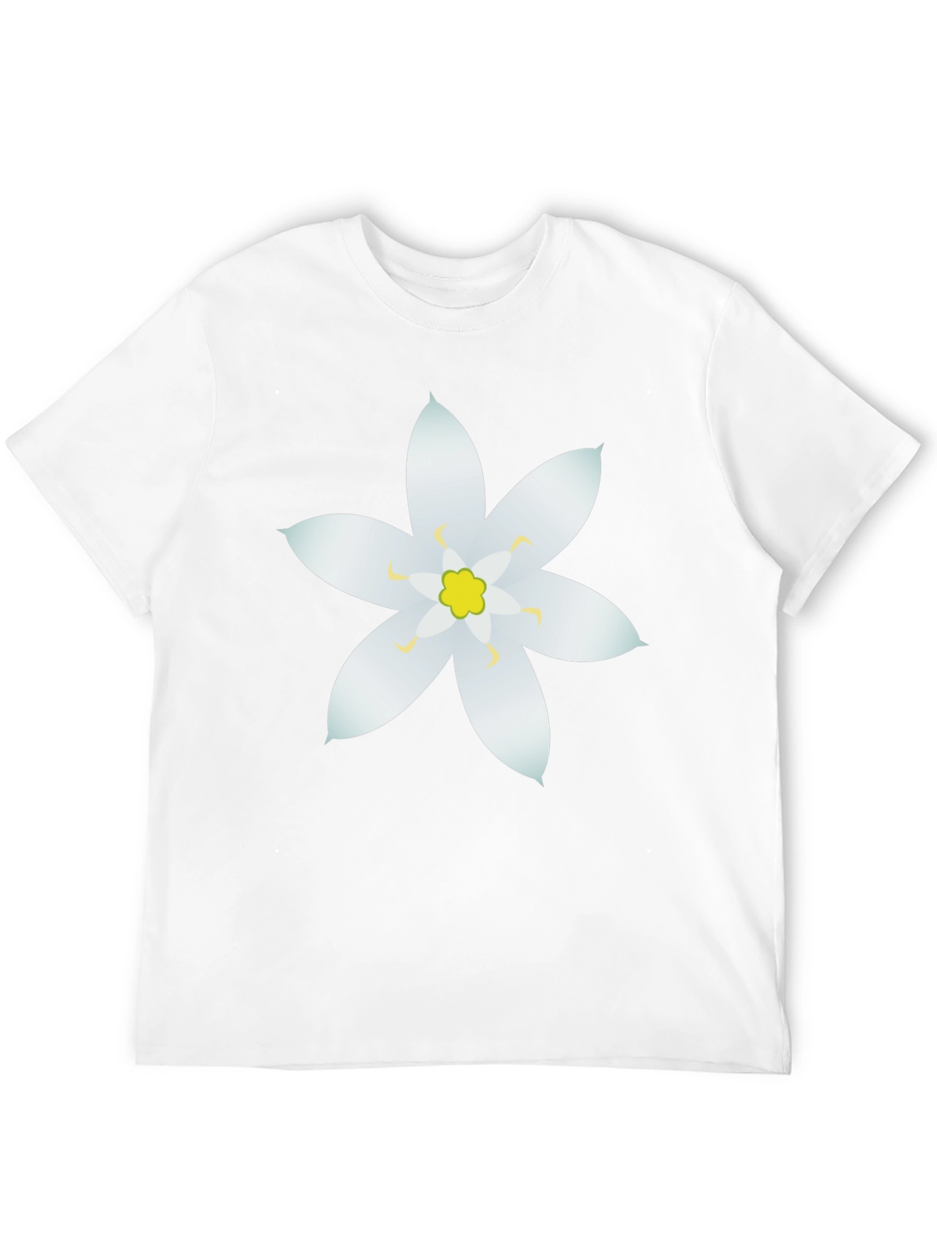 Black T-Shirt with White Flower Design