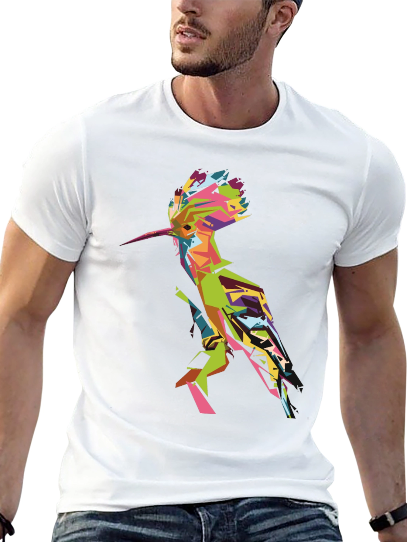 Geometric Bird Graphic Tee - Mens Black T-Shirt