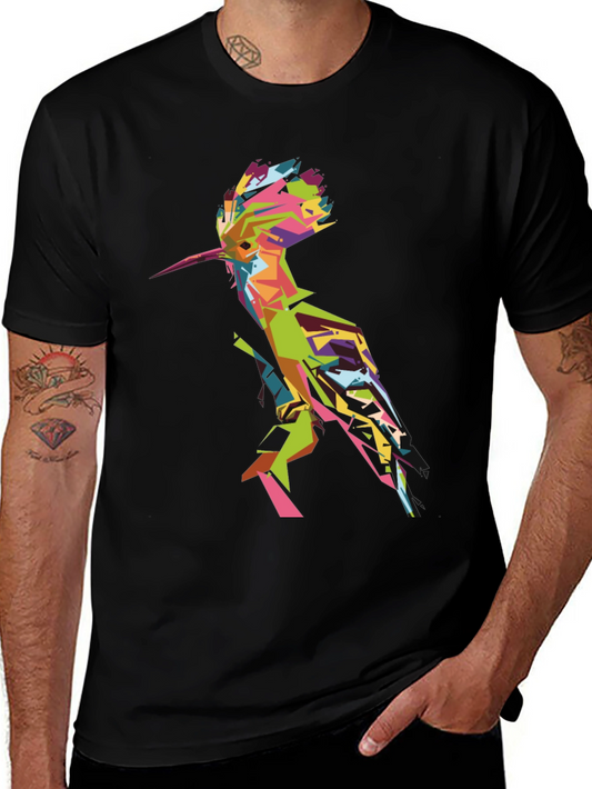 Geometric Bird Graphic Tee - Mens Black T-Shirt