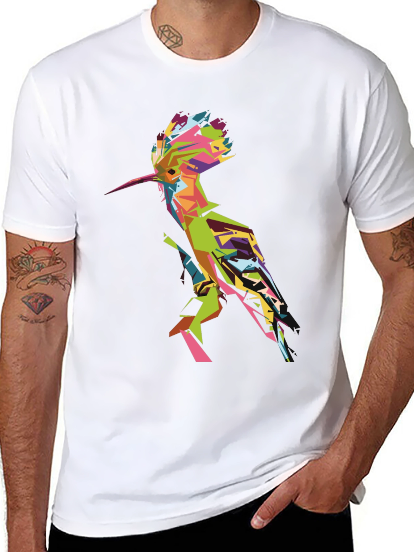 Geometric Bird Graphic Tee - Mens Black T-Shirt
