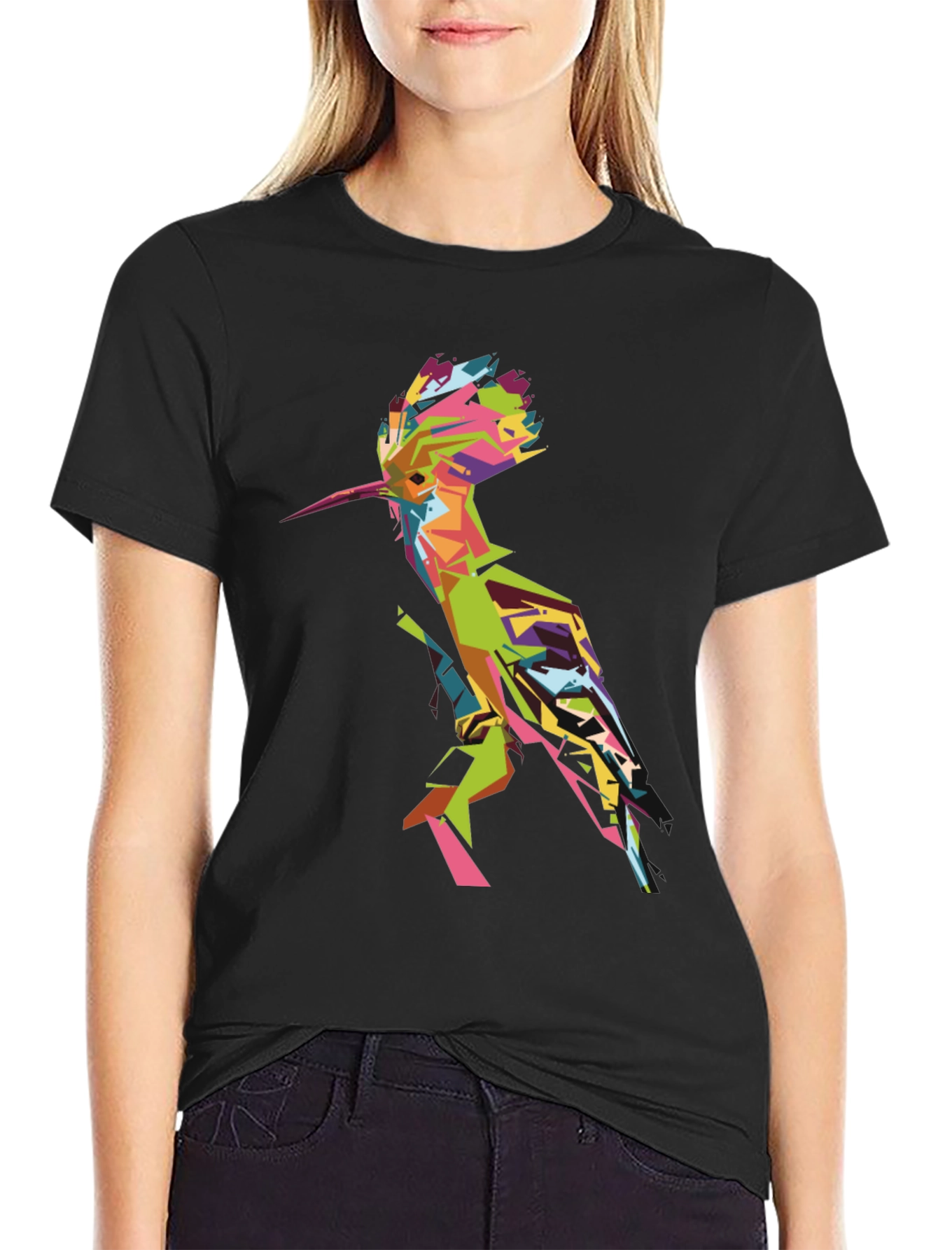 Geometric Bird Graphic Tee - Mens Black T-Shirt