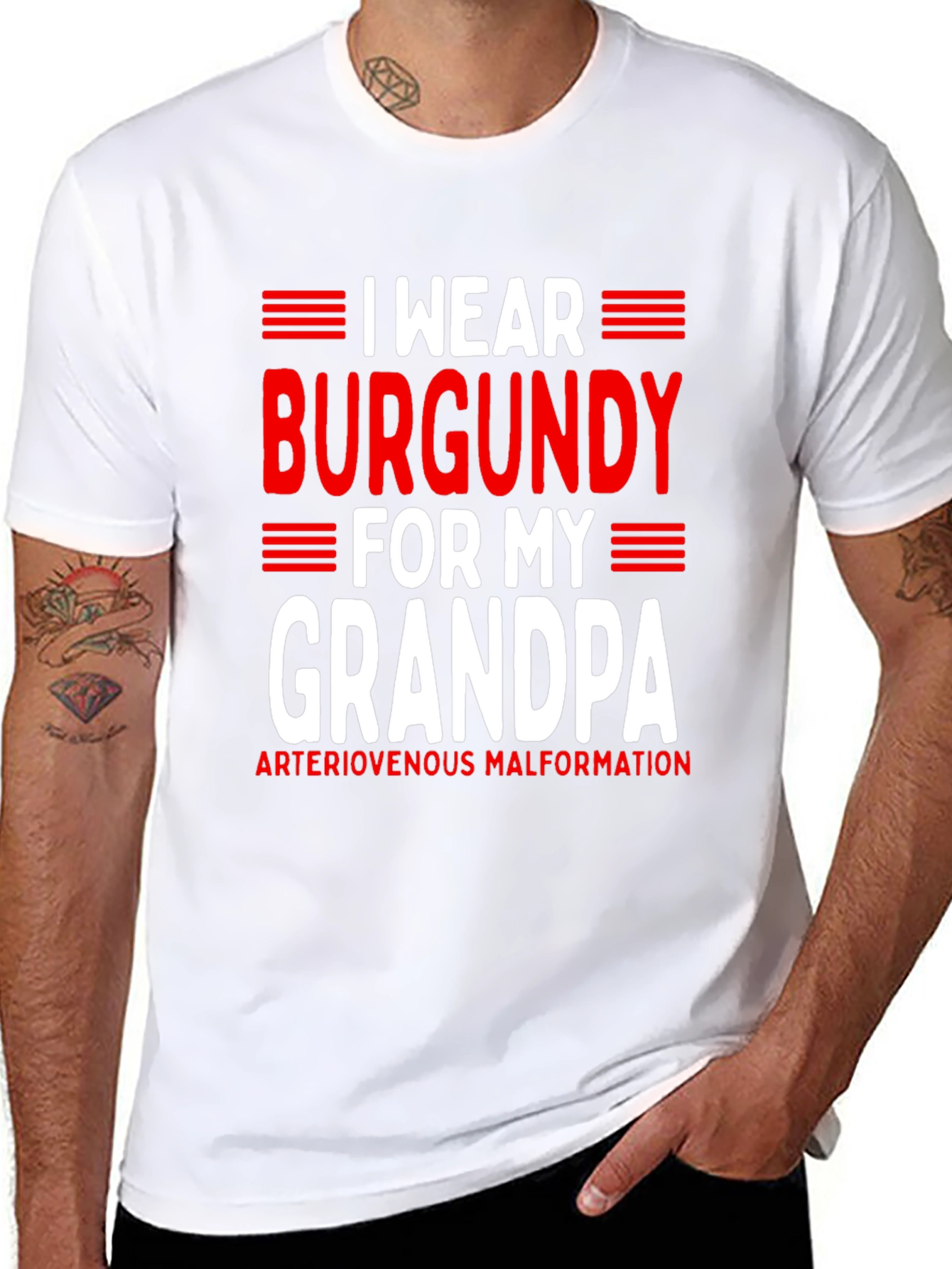 Burgundy for Grandpa T-Shirt - AVM Awareness