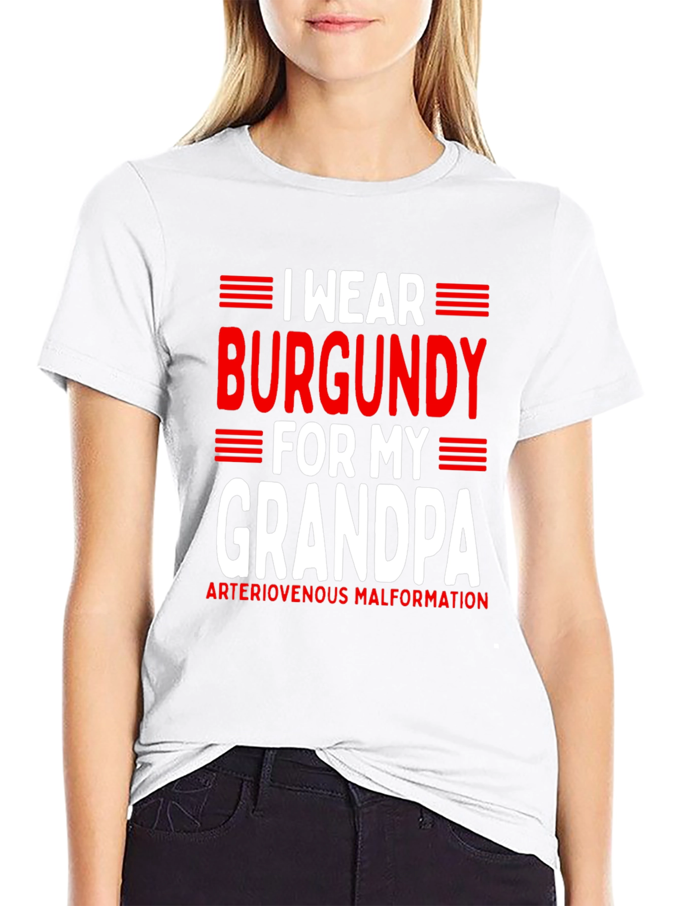 Burgundy for Grandpa T-Shirt - AVM Awareness
