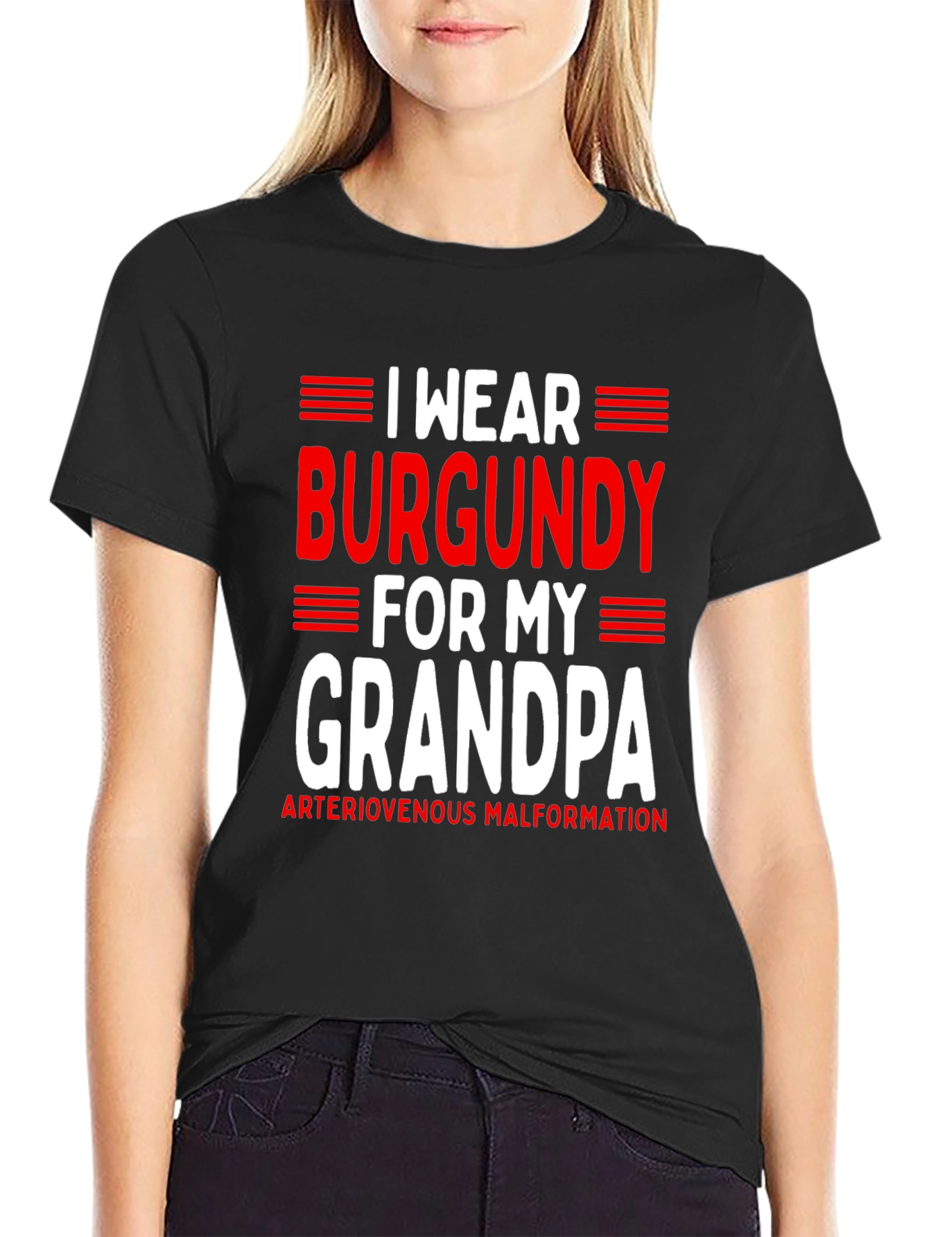 Burgundy for Grandpa T-Shirt - AVM Awareness
